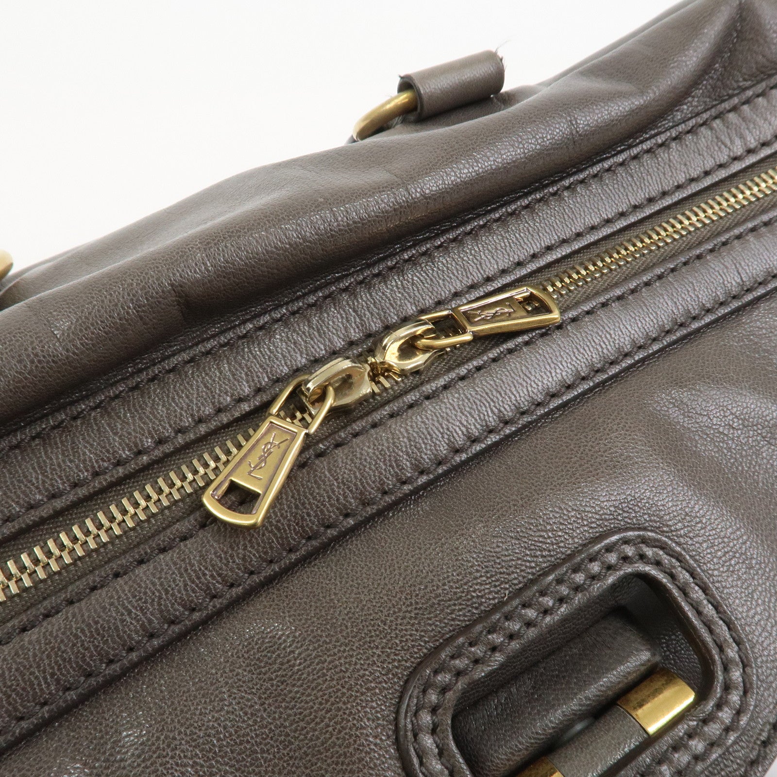 SAINT LAURENT PARIS Muse Leather Shoulder Bag Hand Bag Gray 168269