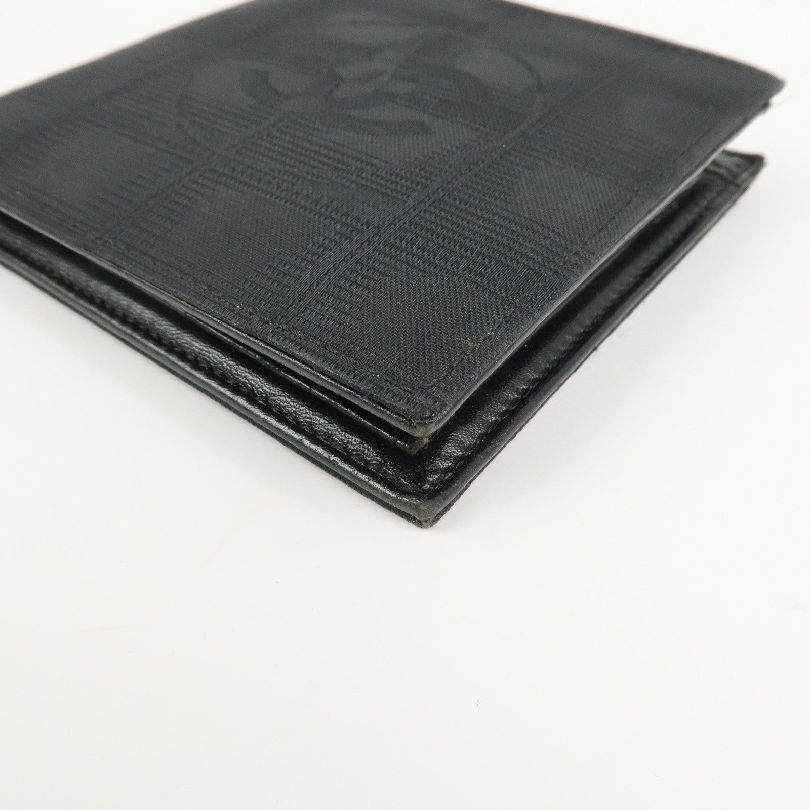 CHANEL New Travel Line Nylon Jacquard Compact Wallet Black A14342