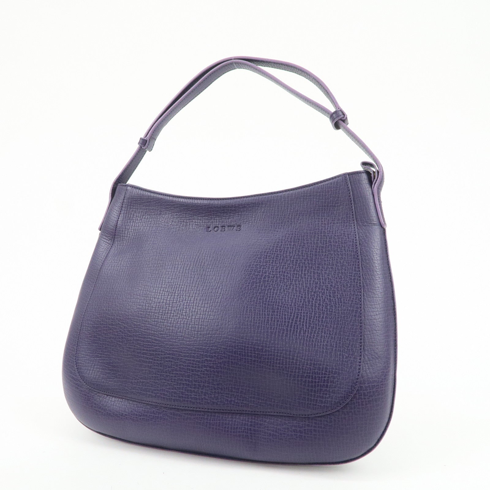 LOEWE Leather Shoulder Bag Hand Bag Purple