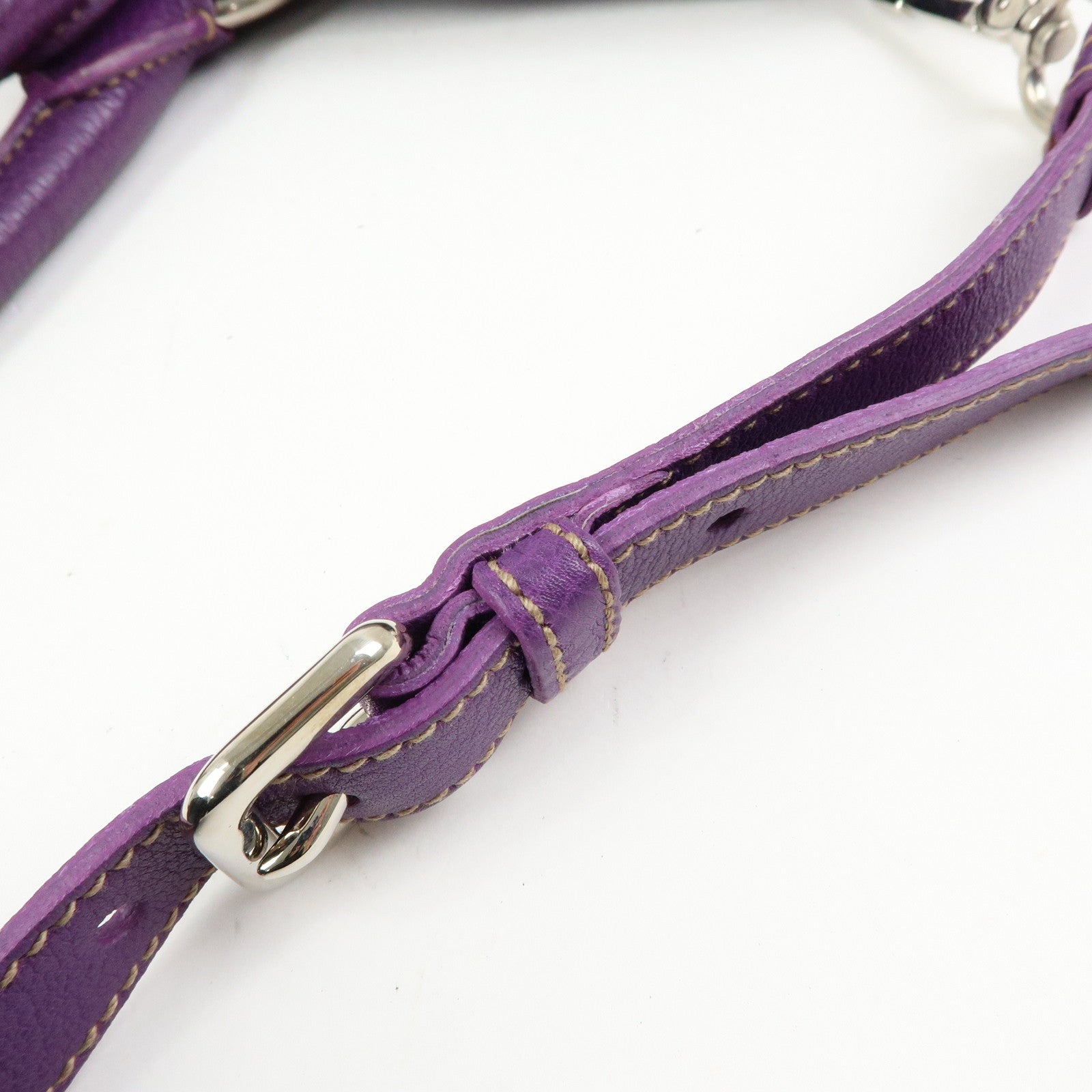PRADA Leather 2Way Bag Tote Bag Shoulder Bag Hand Bag Purple