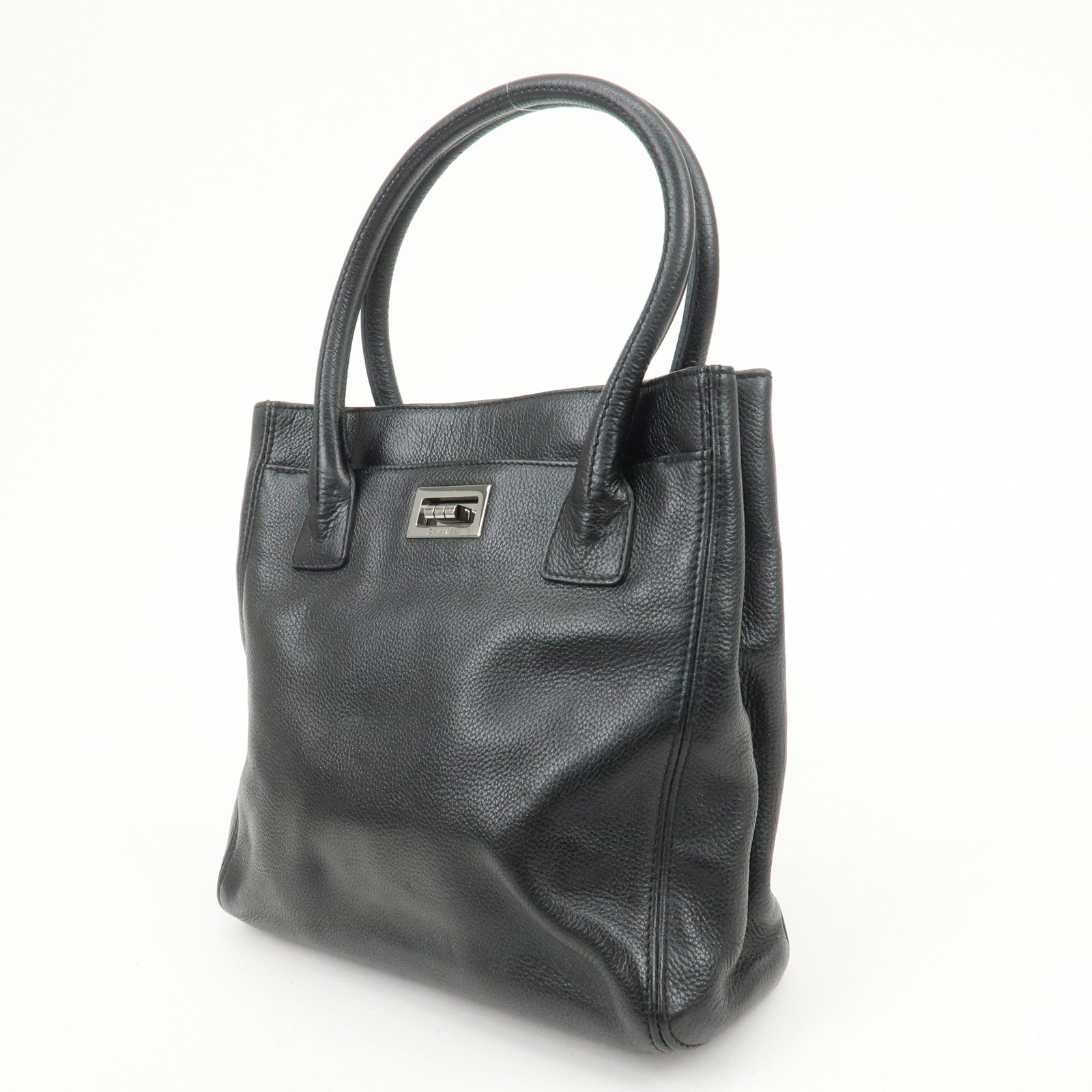 CHANEL 2.55 Caviarskin Executive Tote Bag Hand Bag Black