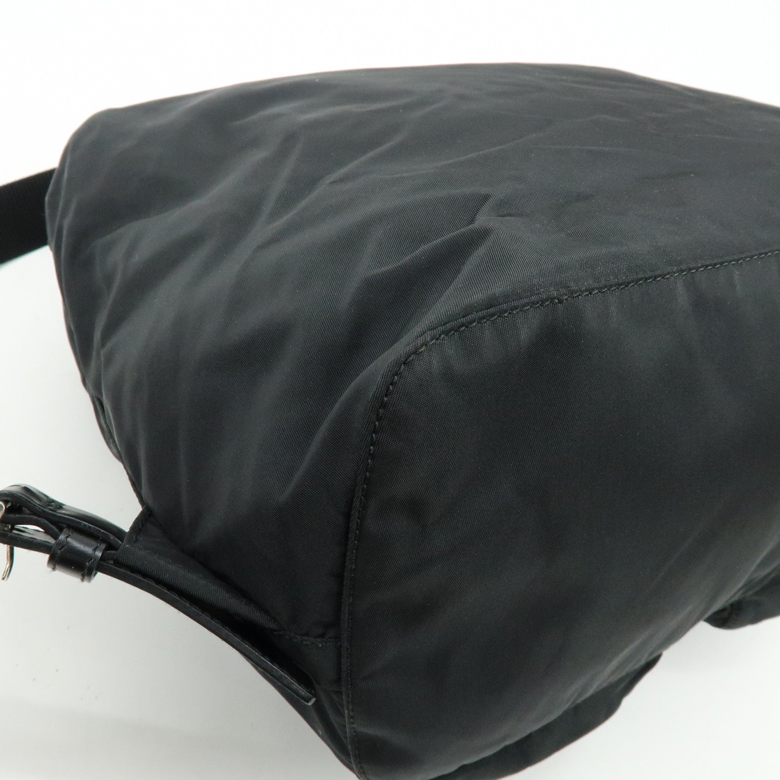 PRADA Triangle Logo Nylon Leather Backpack Rucksuck Black