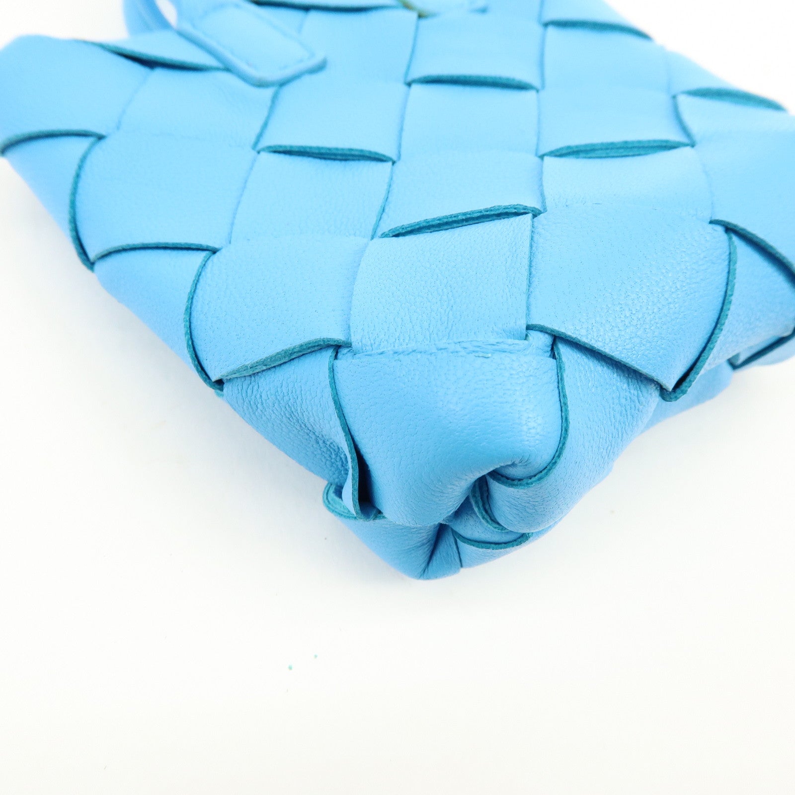 BOTTEGA VENETA Intrecciato Nappa Leather Bag Charm Light Blue