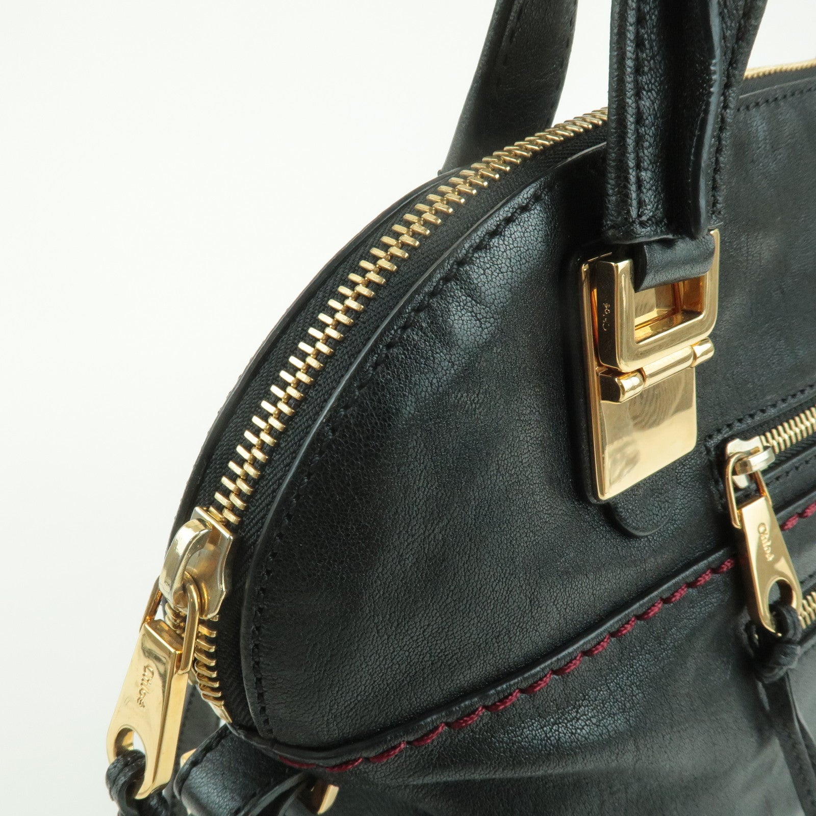 Chloe Angie Leather 2Way Tote Bag Hand Bag Shoulder Bag Black Used