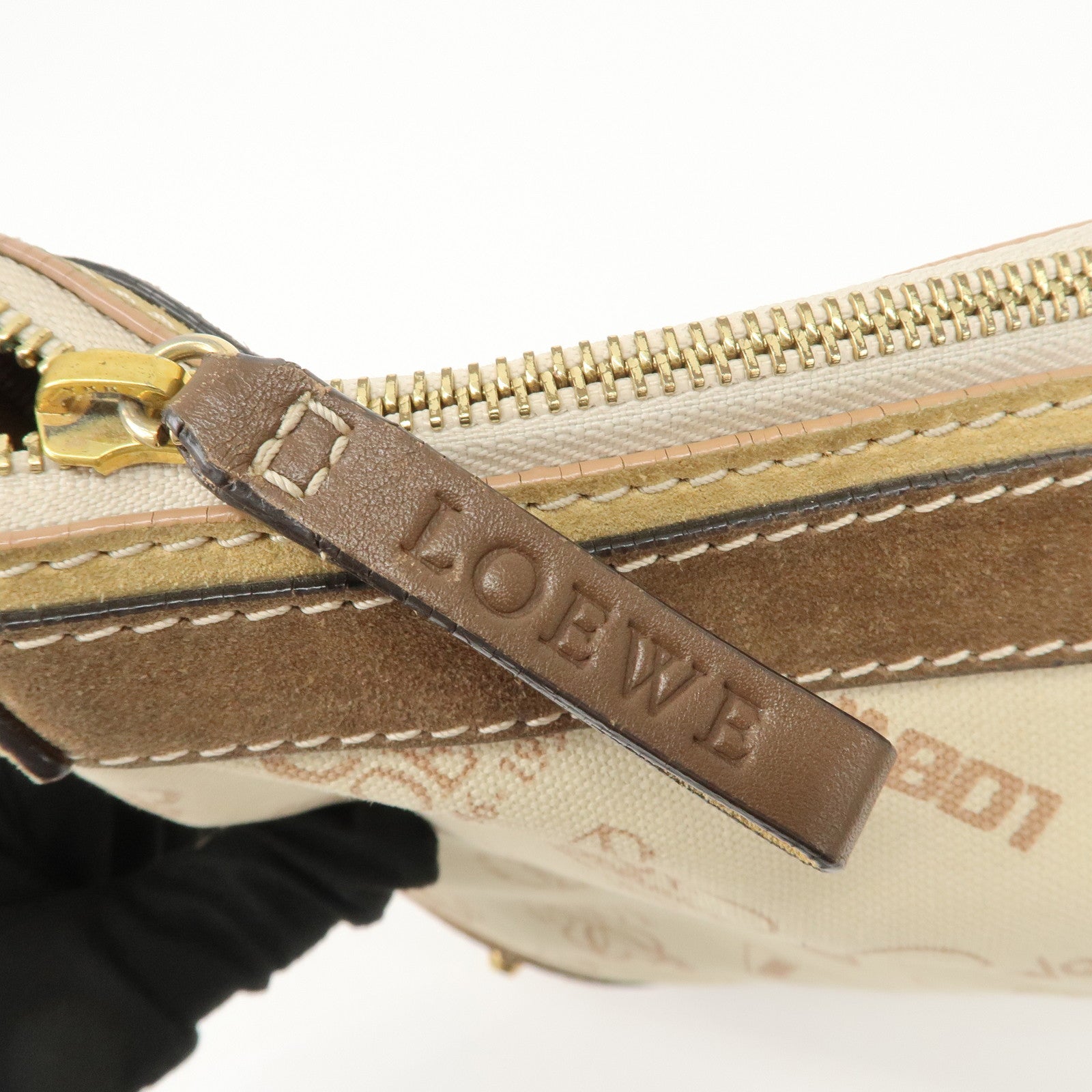 LOEWE Anagram Canvas Suede Leather Shoulder Bag 160th Anniverssary