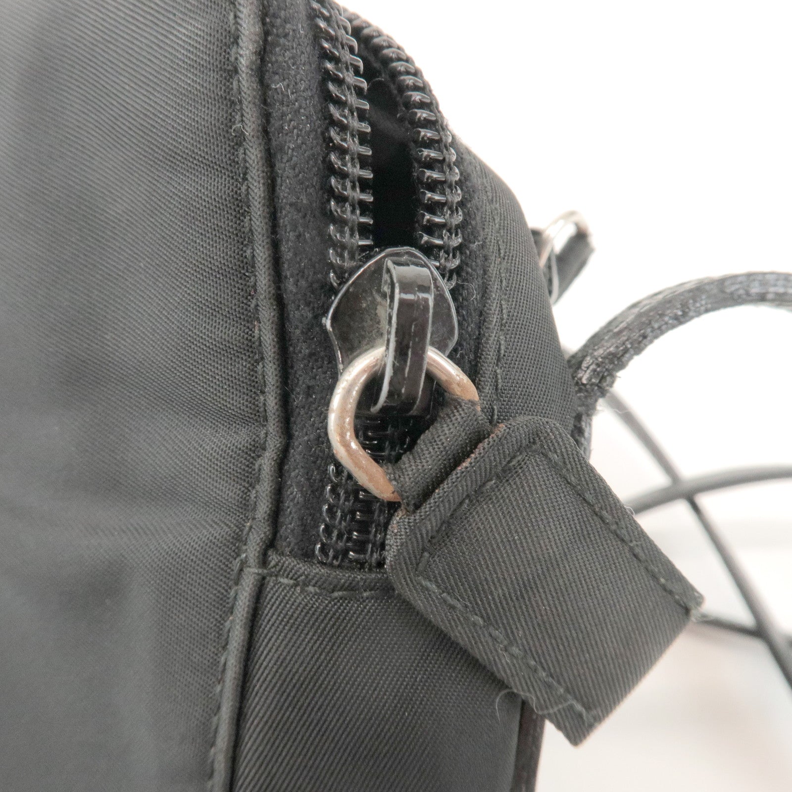 PRADA Triangle Logo Nylon Leather Crossbody Bag Shoulder Bag Black