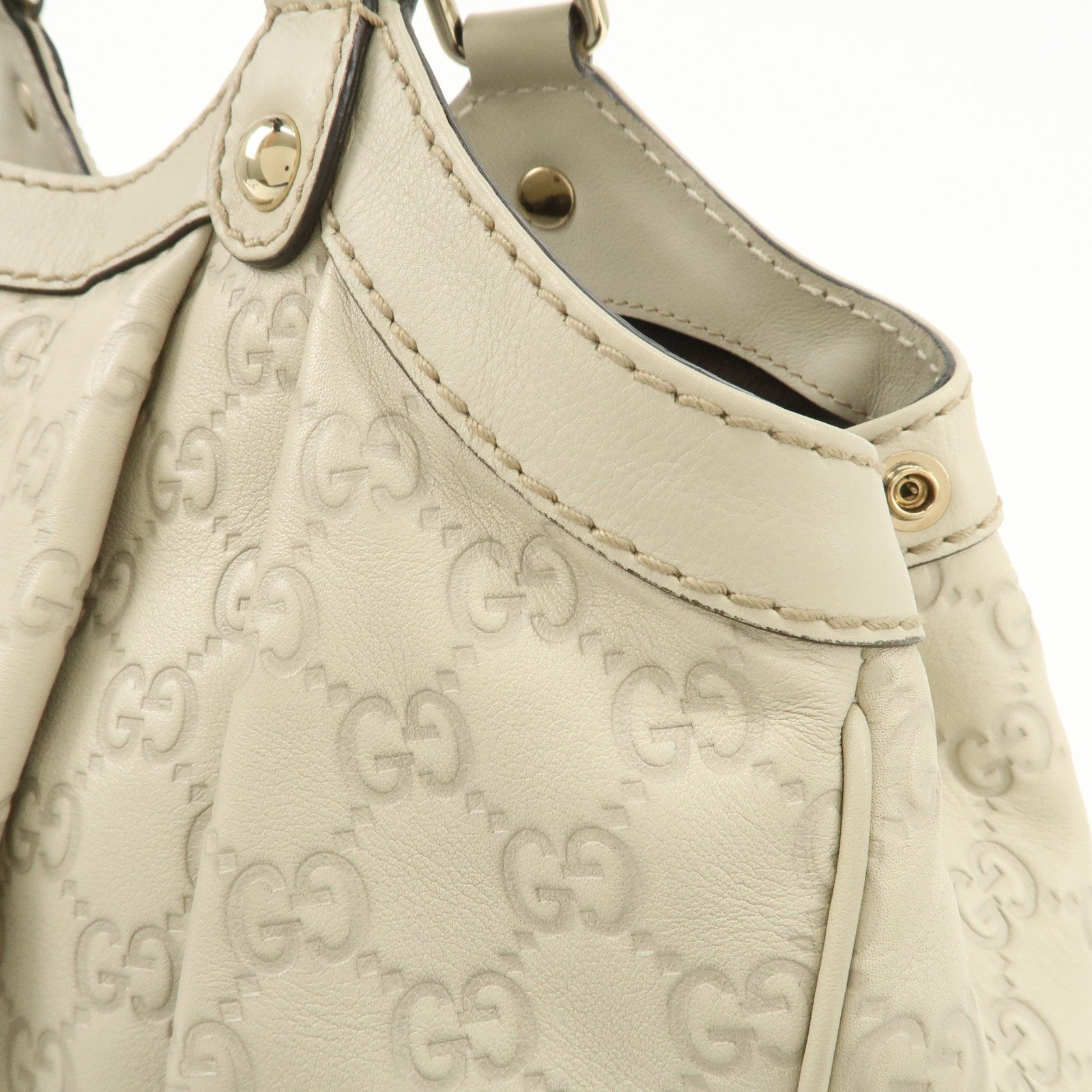 GUCCI Sukey Guccissima Leather Tote Bag Hand Bag Ivory 211944 Used