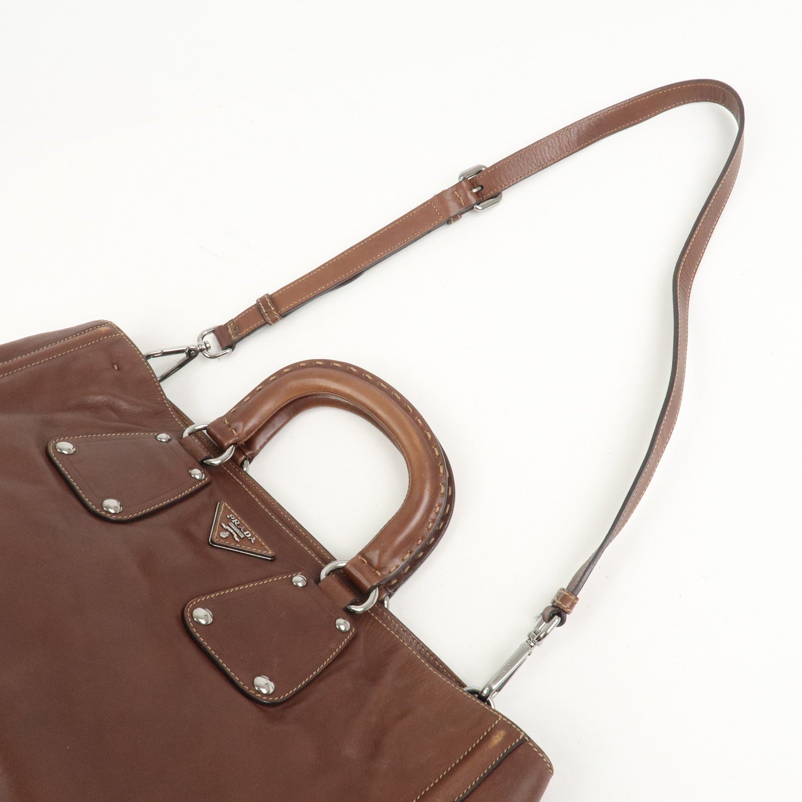 PRADA Triangle Logo 2Way Bag Tote Bag Shoulder Bag BN1889