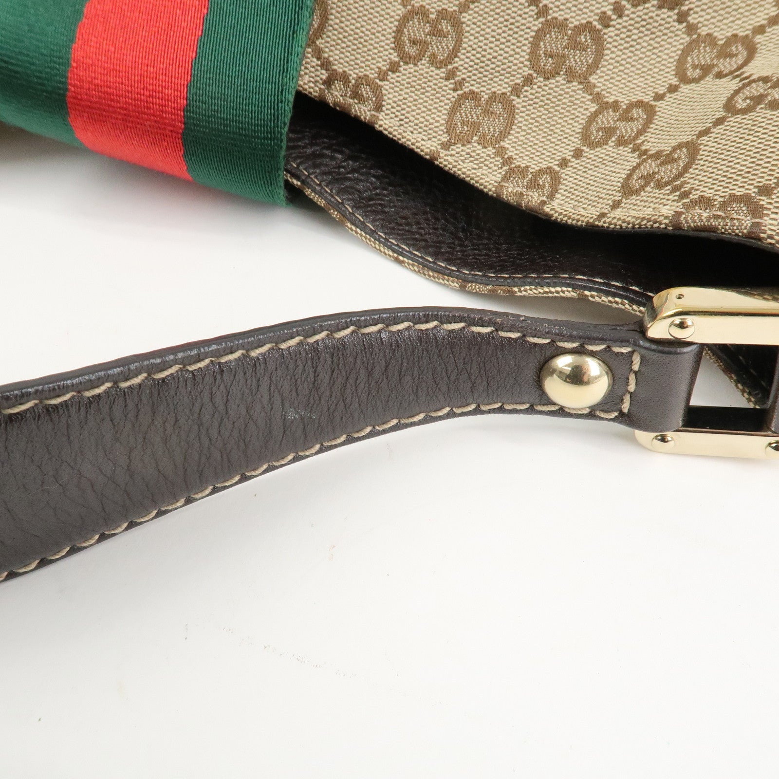 GUCCI GG Canvas Shoulder Bag Hand Bag Beige Brown 211933