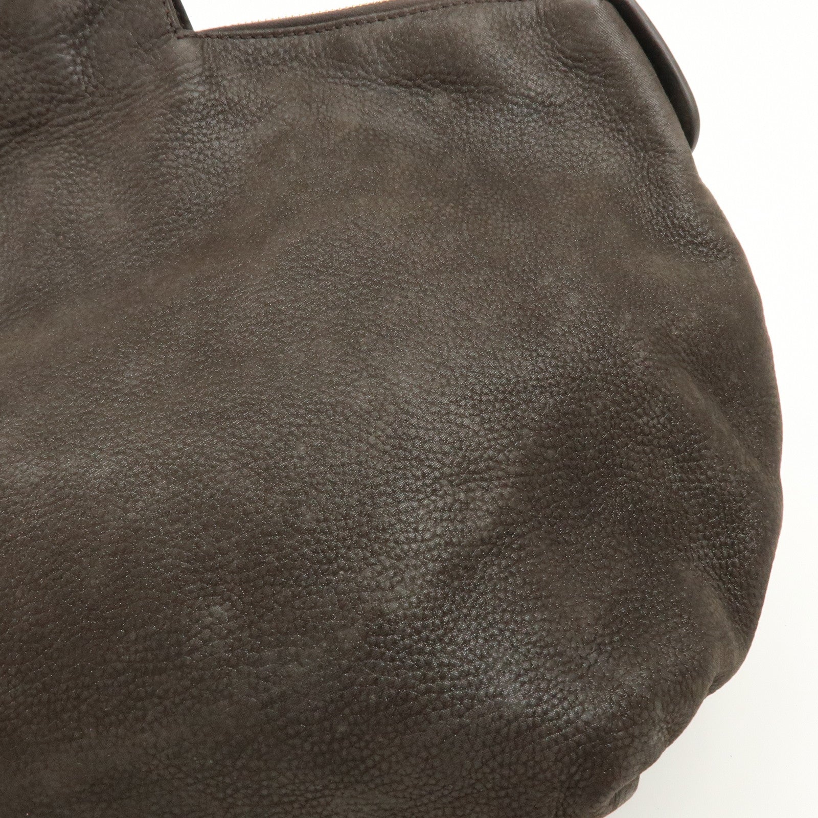 FENDI Leather Tote Bag Shoulder Bag Dark Brown 8BR636