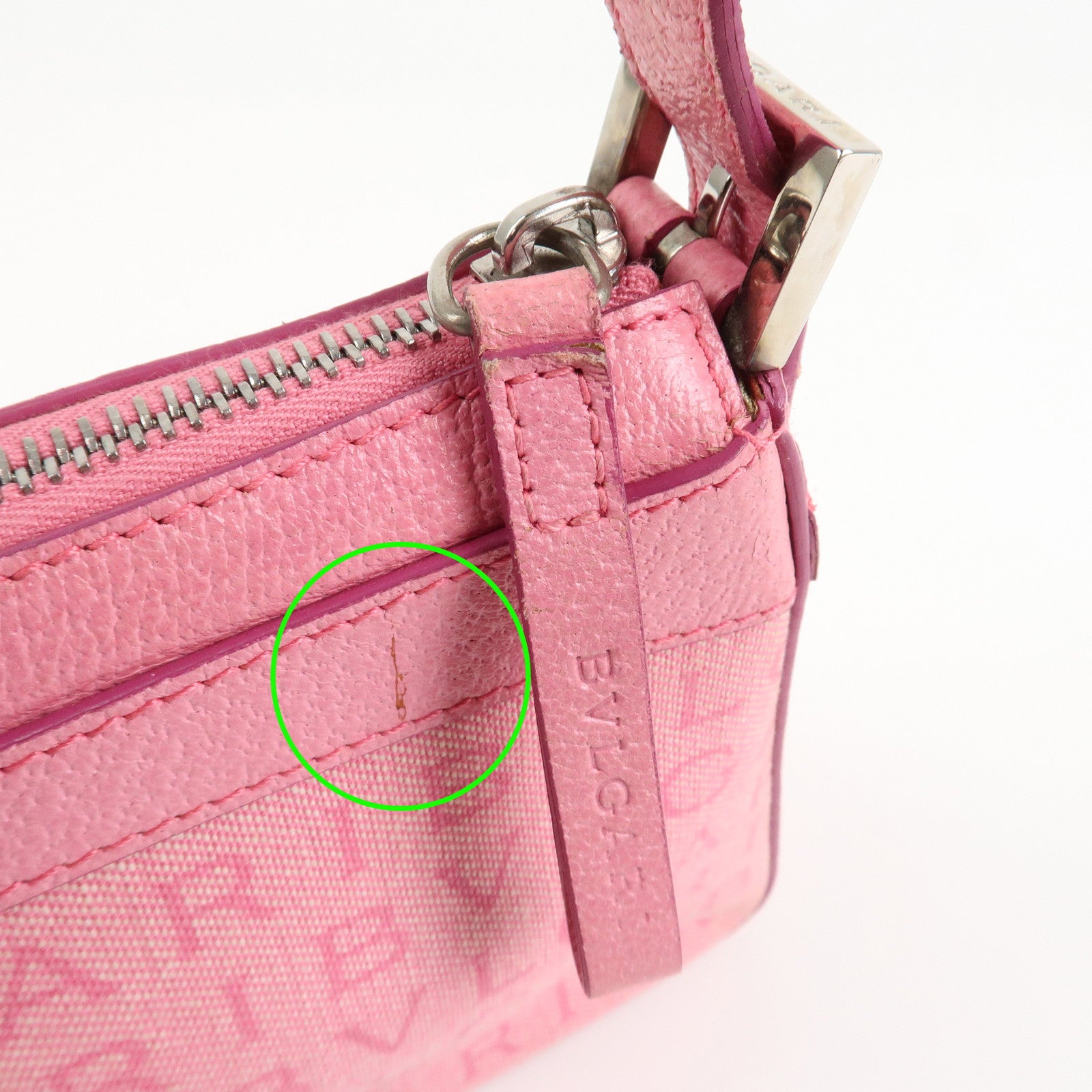 BVLGARI Logo Mania Leather Canvas Shoulder Bag Pink