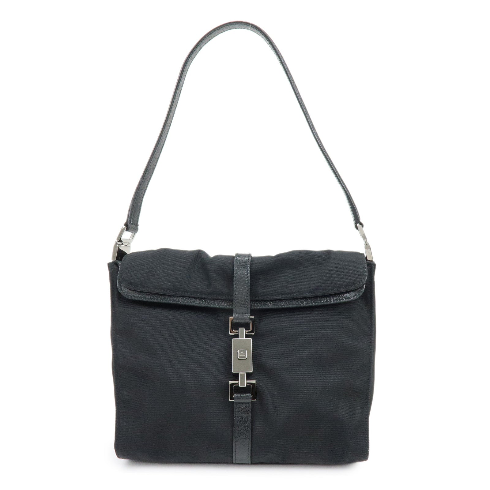 GUCCI Jackie Canvas Leather Shoulder Bag Hand Bag Black 001・3734