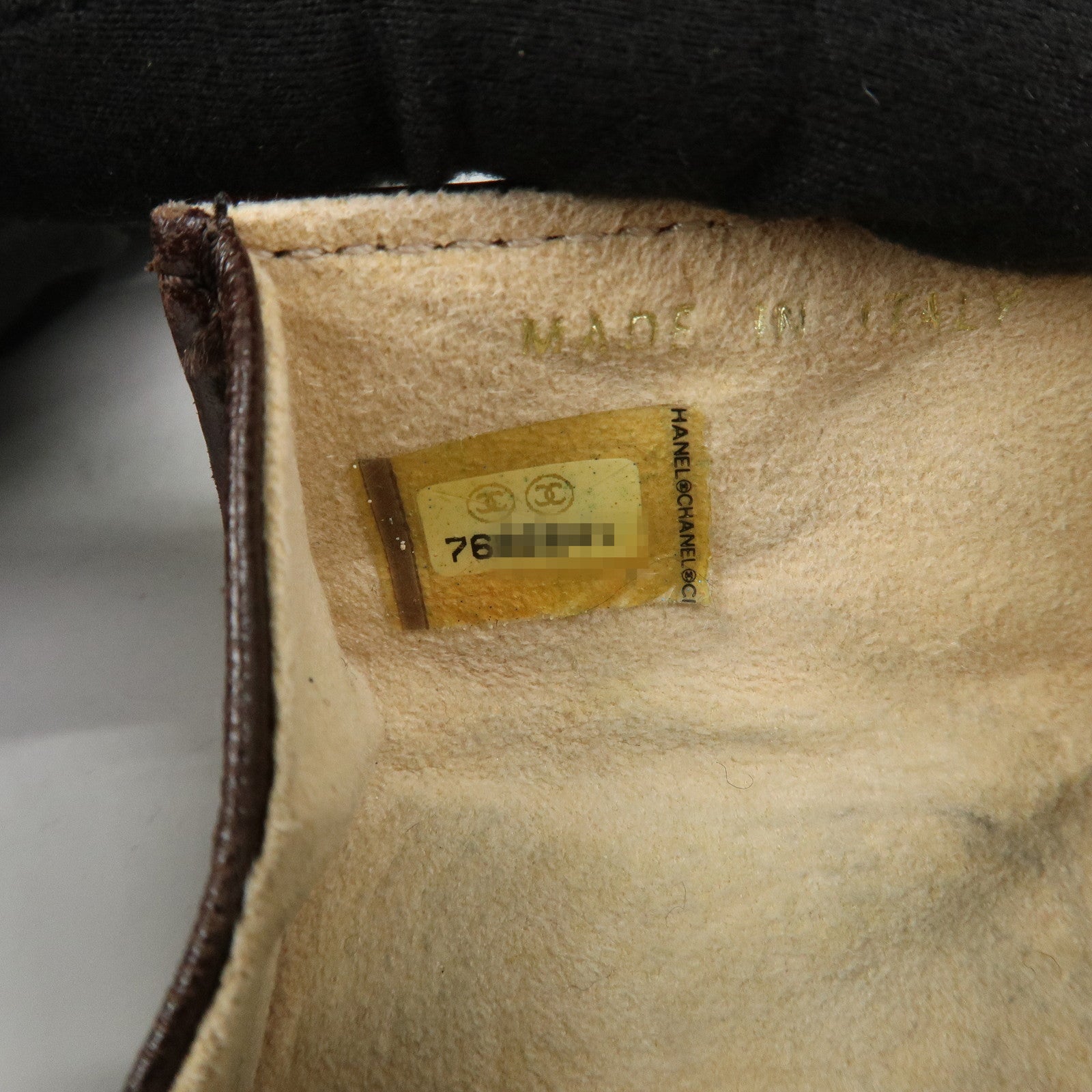 CHANEL Chocolate Bar Patent Leather Coin Case Coin Purse Brown