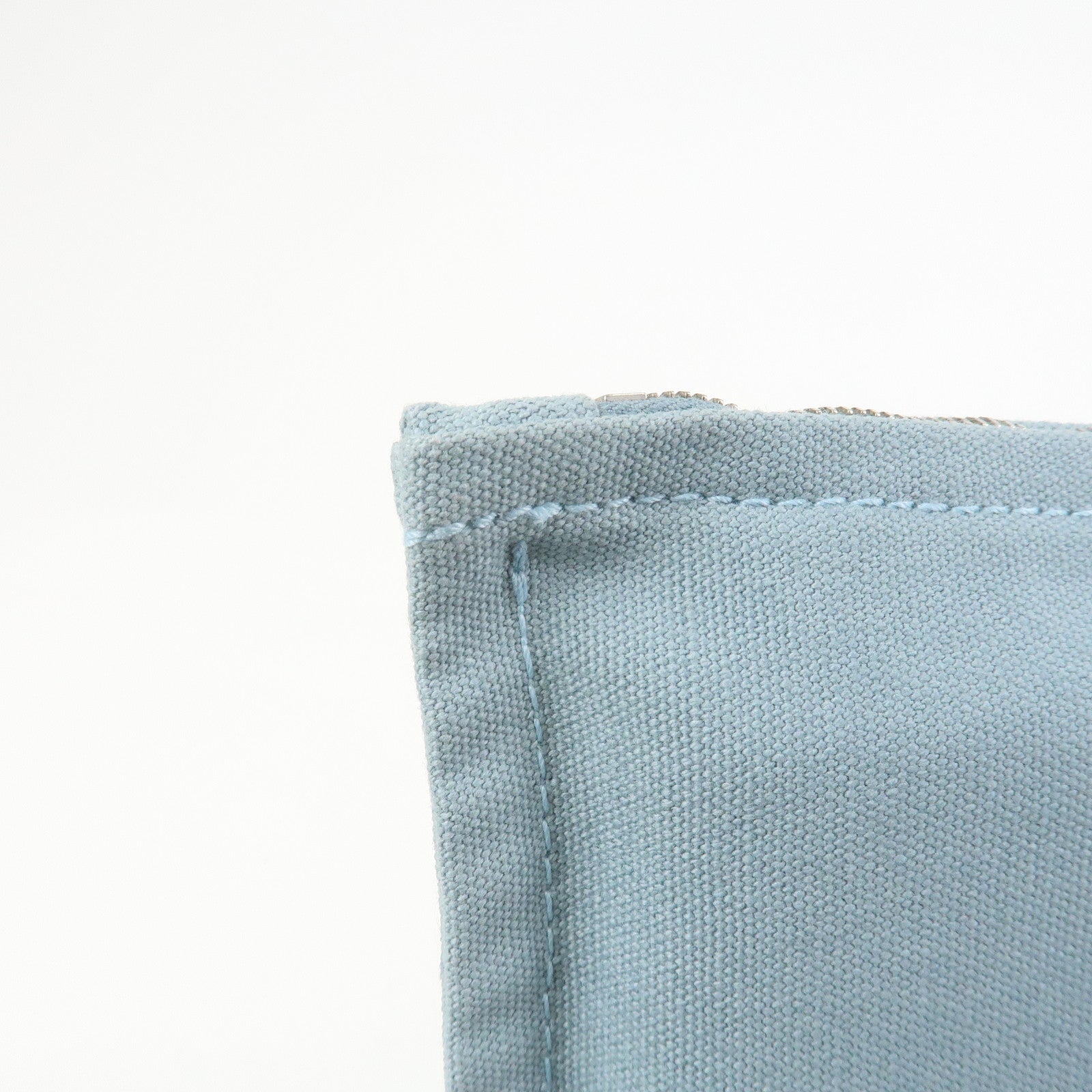 HERMES Bora Bora GM Cotton Leather Pouch Light Blue
