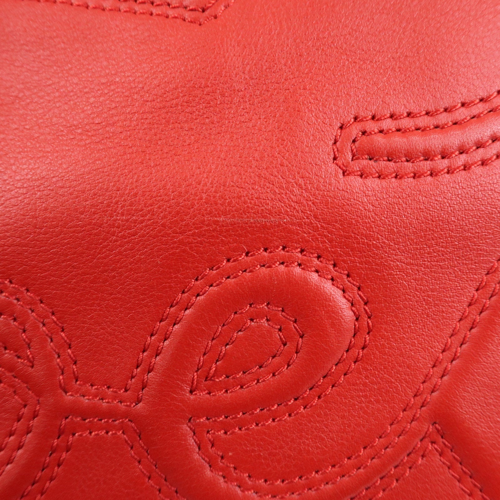 LOEWE Leather Tote Bag Shoulder Bag Hand Bag Red Used