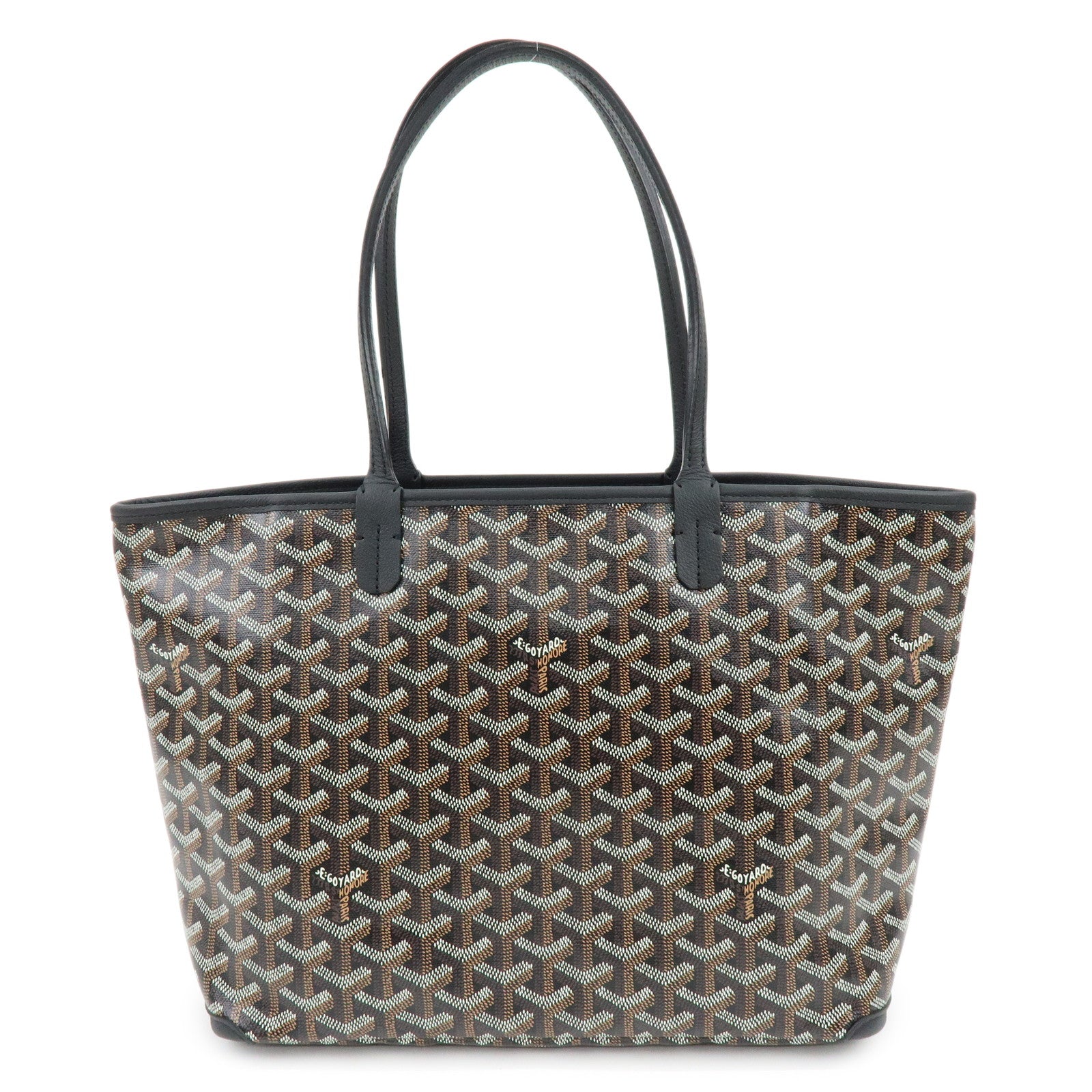GOYARD Artois PM PVC Leather Tote Bag Hand Bag Black Brown
