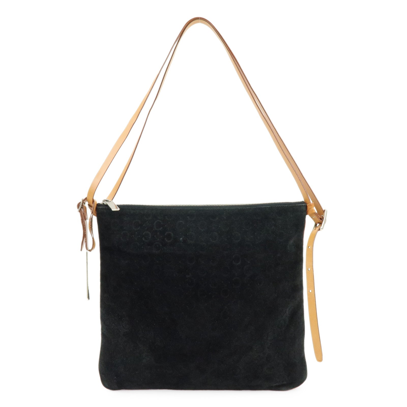 CELINE C Macadam Suede Leather Shoulder Bag Hand Bag Black