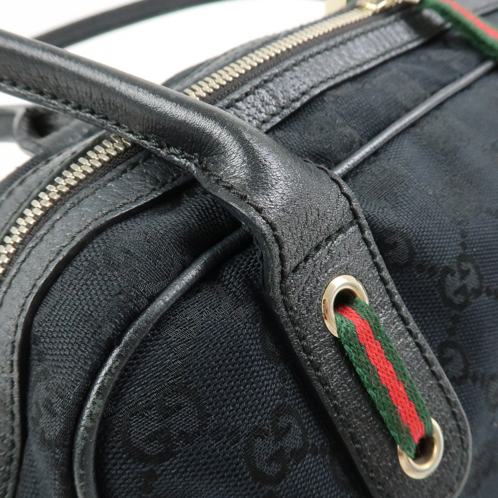 GUCCI Princy Sherry GG Canvas Leather Boston Bag Black 161720