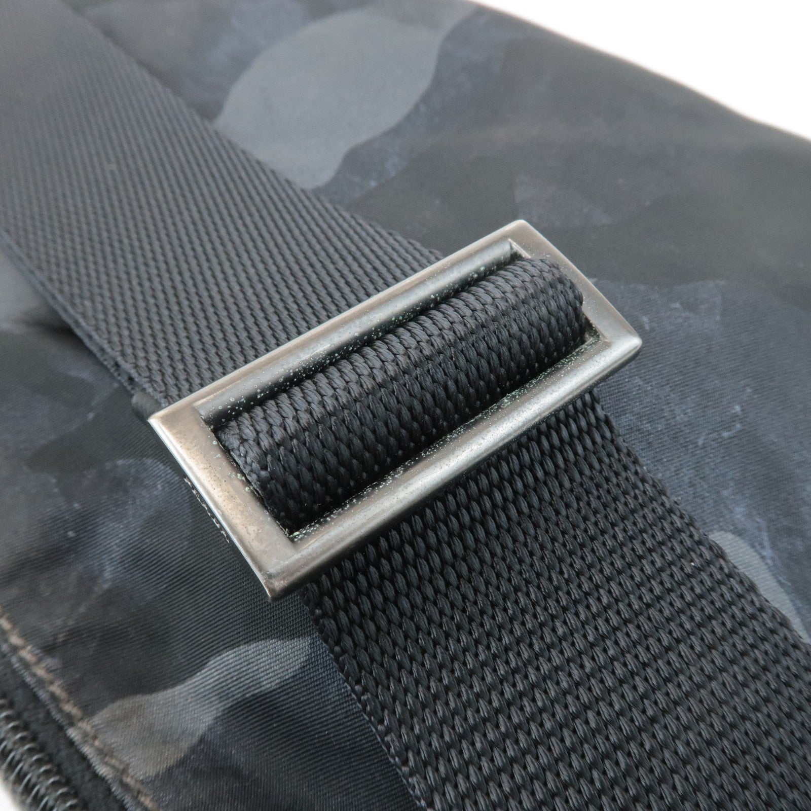 PRADA Triangle Logo Nylon Camouflage Shoulder Bag Black Gray Navy Used