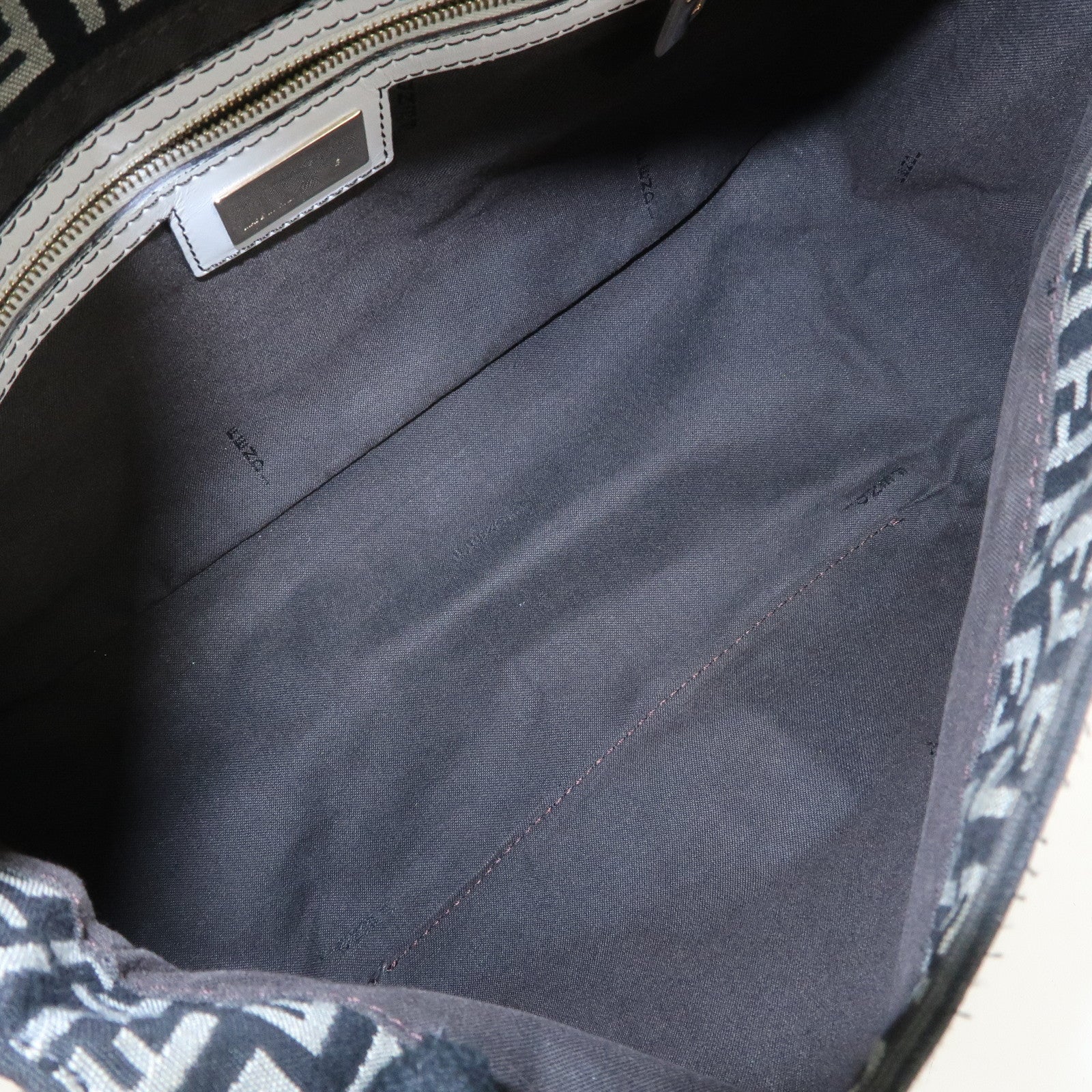 FENDI Mamma Baguette Zucchino Leather Canvas Shoulder Bag 8BR001 Used