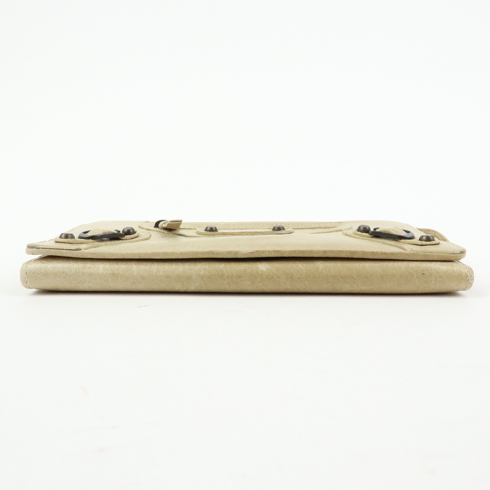BALENCIAGA City Leather The Money Long Wallet Beige 163471