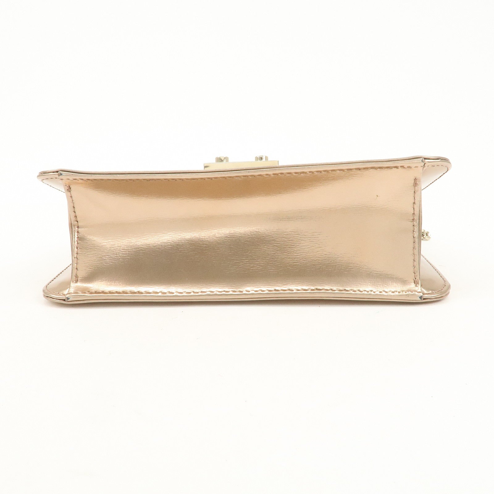 Christian Dior Patent Leather Chain Shoulder Bag Metallic Pink Used