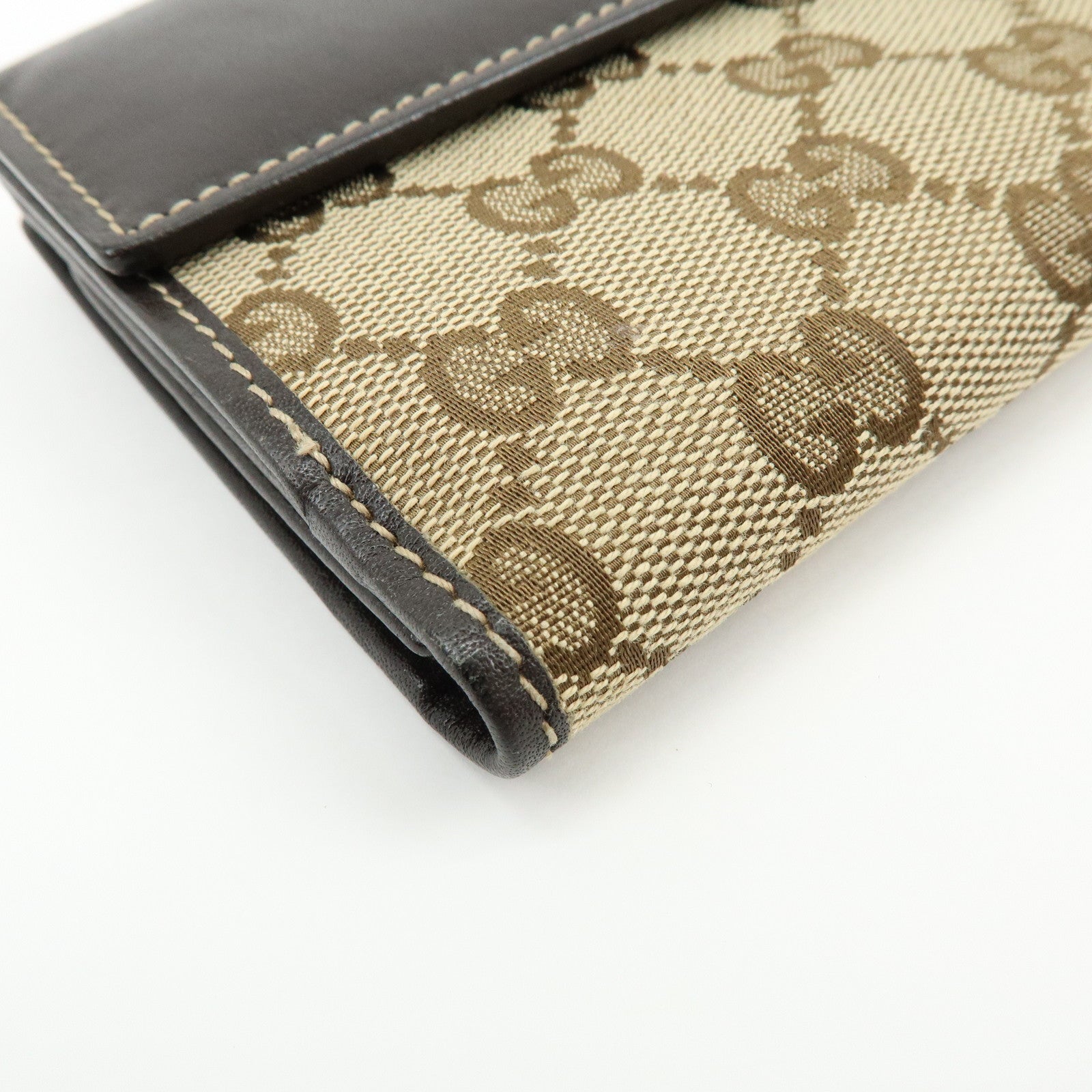 GUCCI GG Heart Logo Canvas Leather W Hook Long Wallet 203550