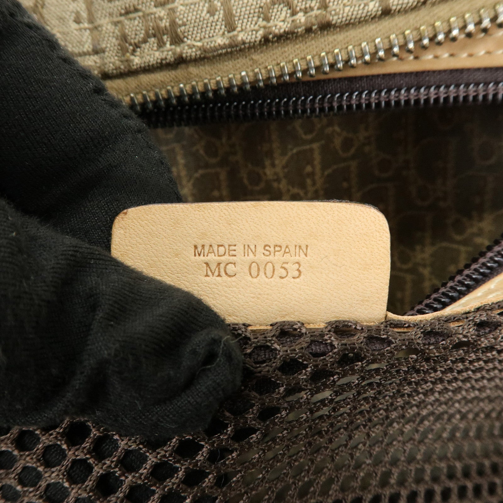 Christian Dior Trotter Canvas Leather Hand Bag Cosmetic Bag Brown