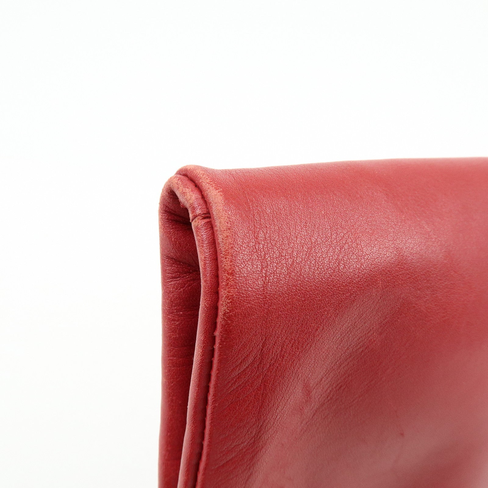 SAINT LAURENT PARIS Leather Clutch Bag Flat Pouch Red 328198