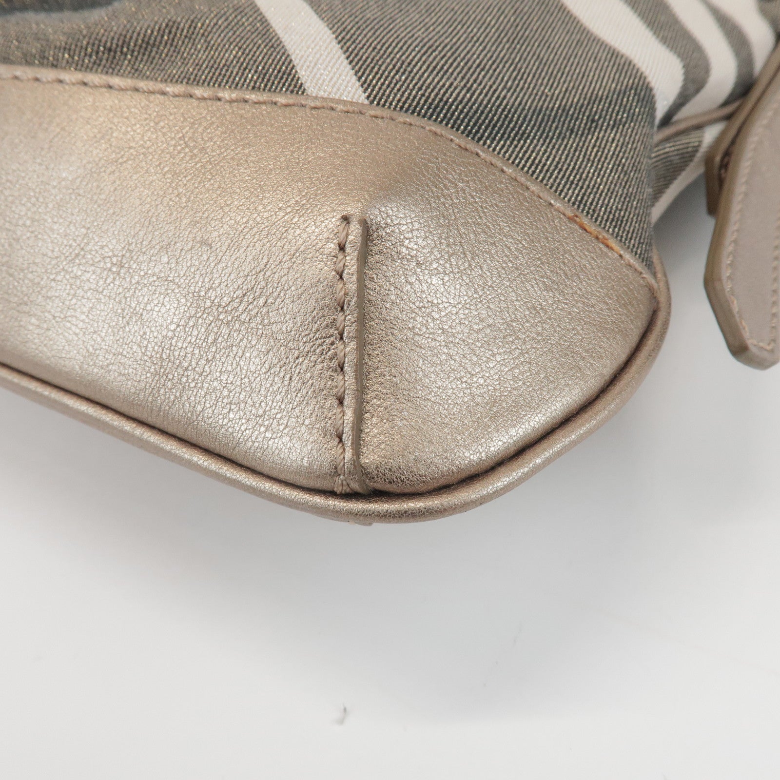 BURBERRY Canvas Leather Plaid Shoulder Bag Crossbody Bag Gold