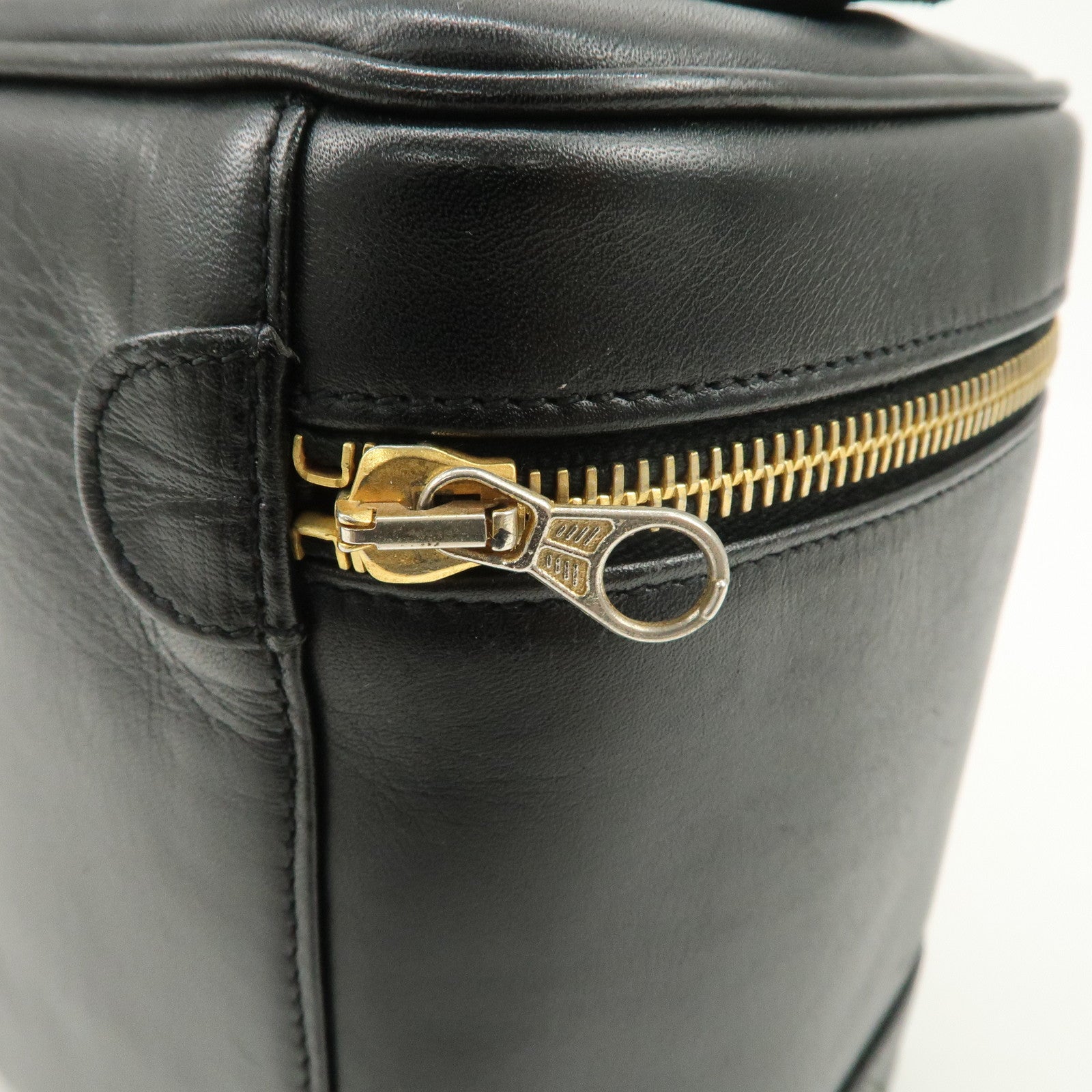 CHANEL Bicolore Lamb Skin Vanity Bag Hand Bag Black A01619