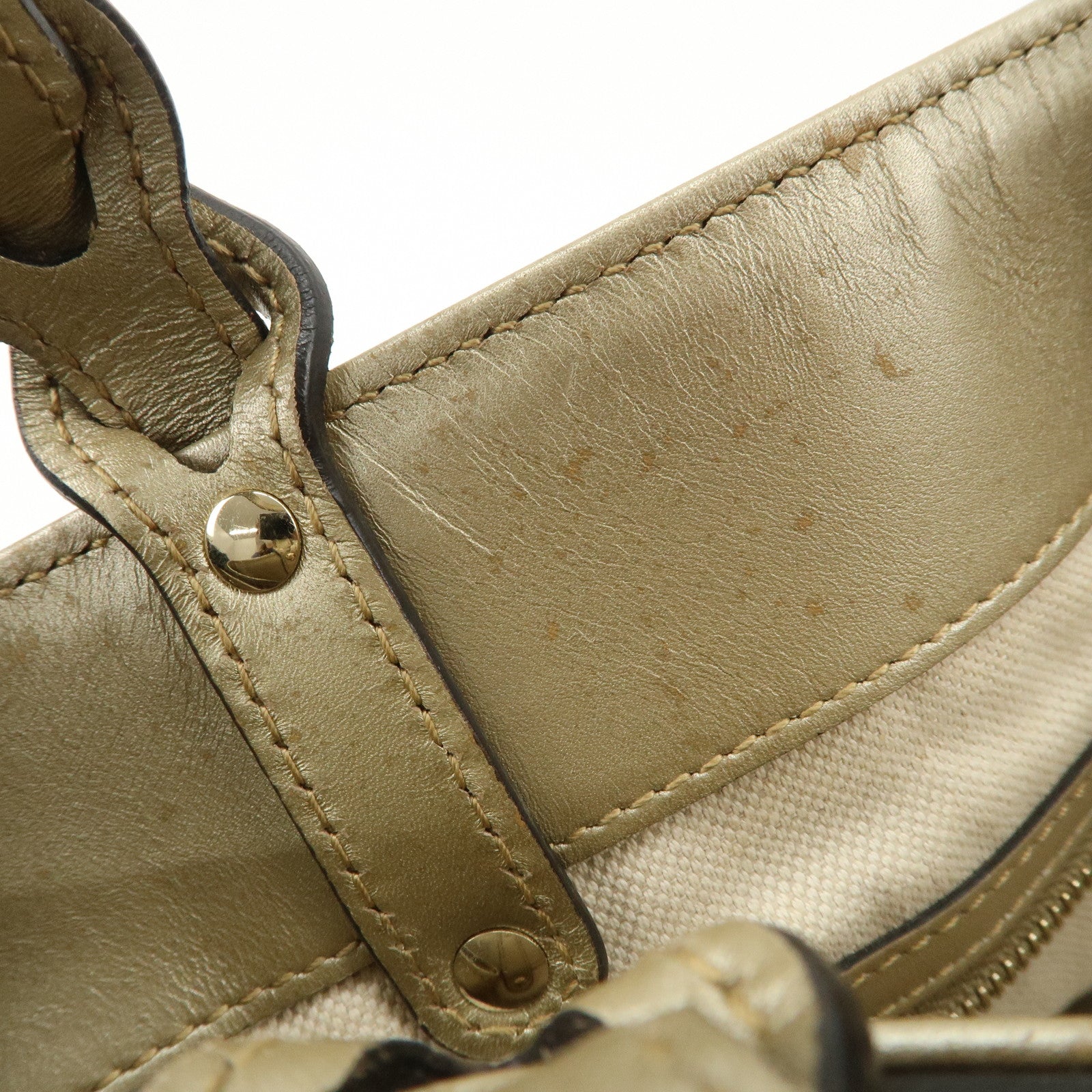 GUCCI Craft Denim Leather Tote Bag Shoulder Bag Blue Gold 348715 Used