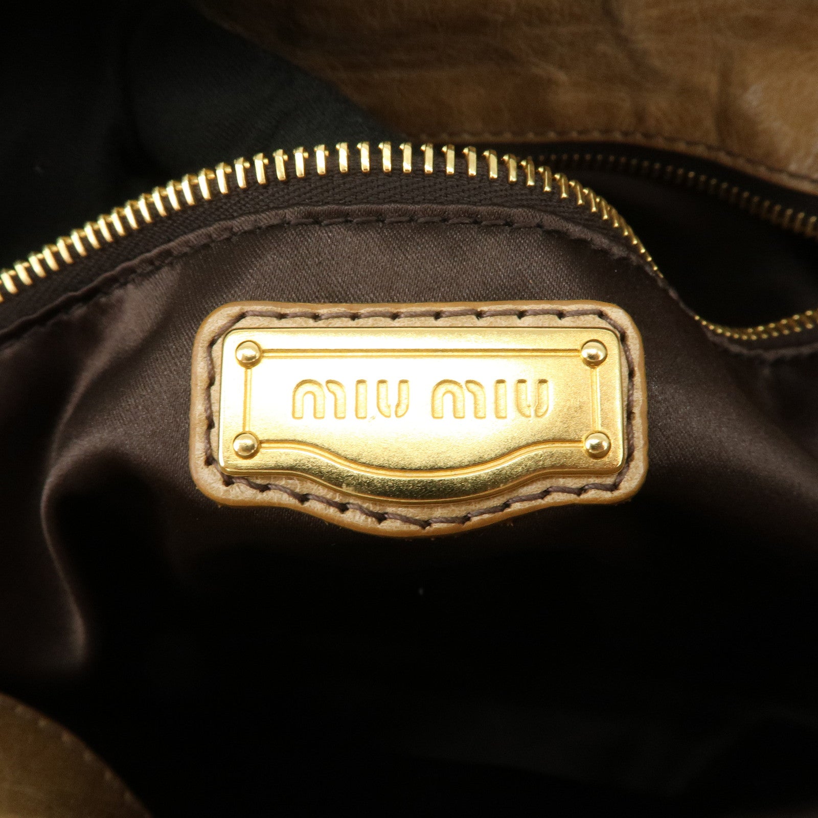 MIU MIU Leather Ribbon 2Way Bag Hand Bag Shoulder Bag Beige RT0365