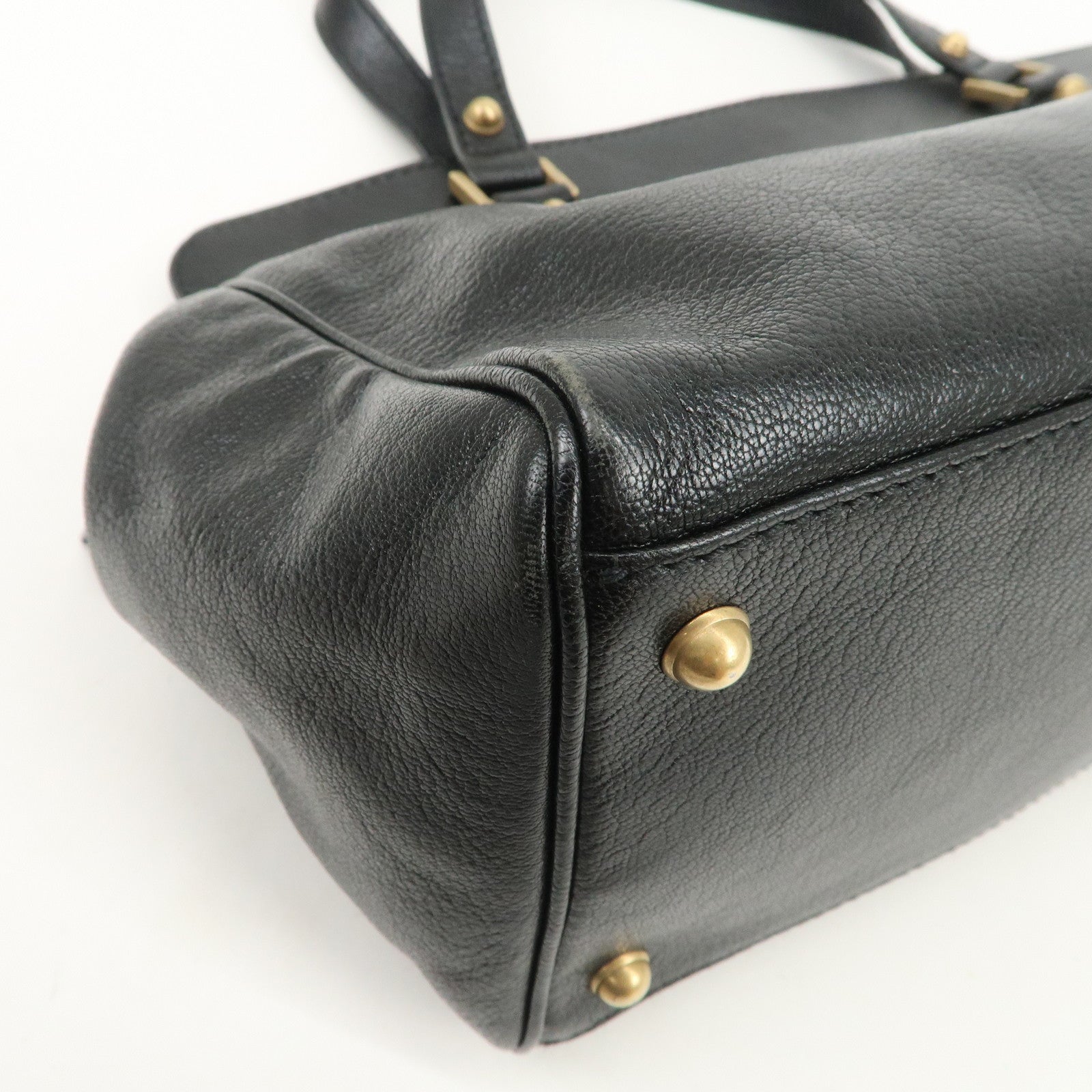 GUCCI Interlocking G Leather Hand Bag Shoulder Bag Black 121551