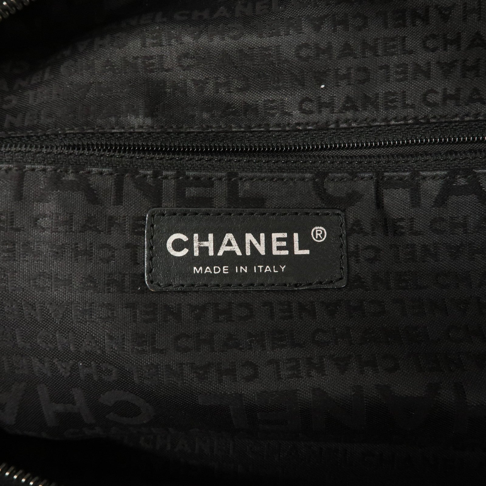 CHANEL COCO Mark Caviarskin Punching Boston Bag Black Used