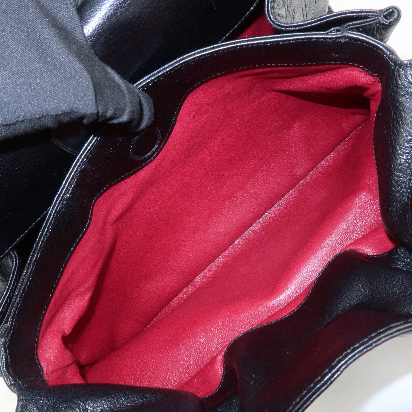 BVLGARI Twist Logo Leather Shoulder Bag Hand Bag Black