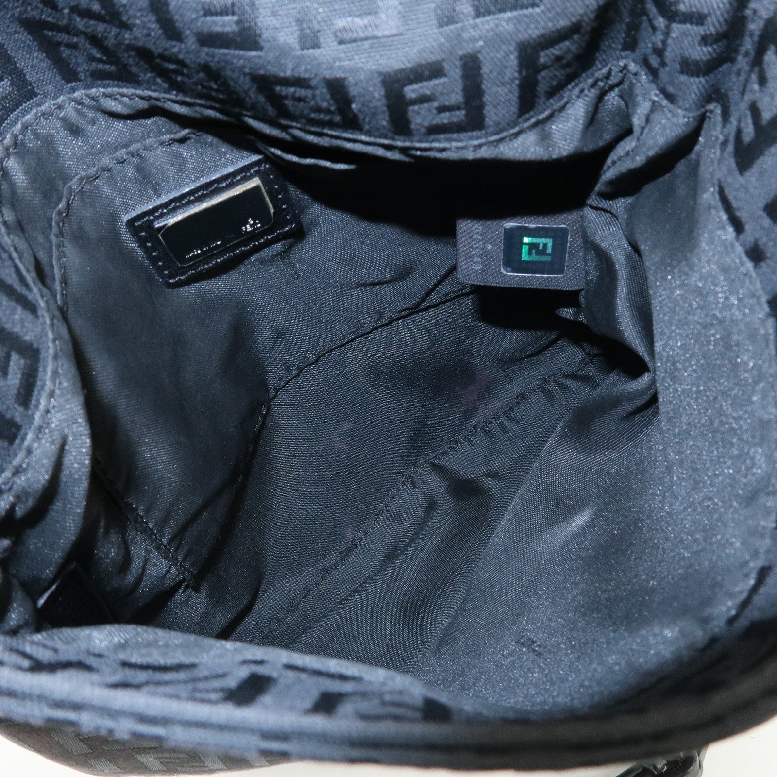 FENDI Zucchino Canvas Leather Shoulder Bag Dark Brown 8BT075 Used