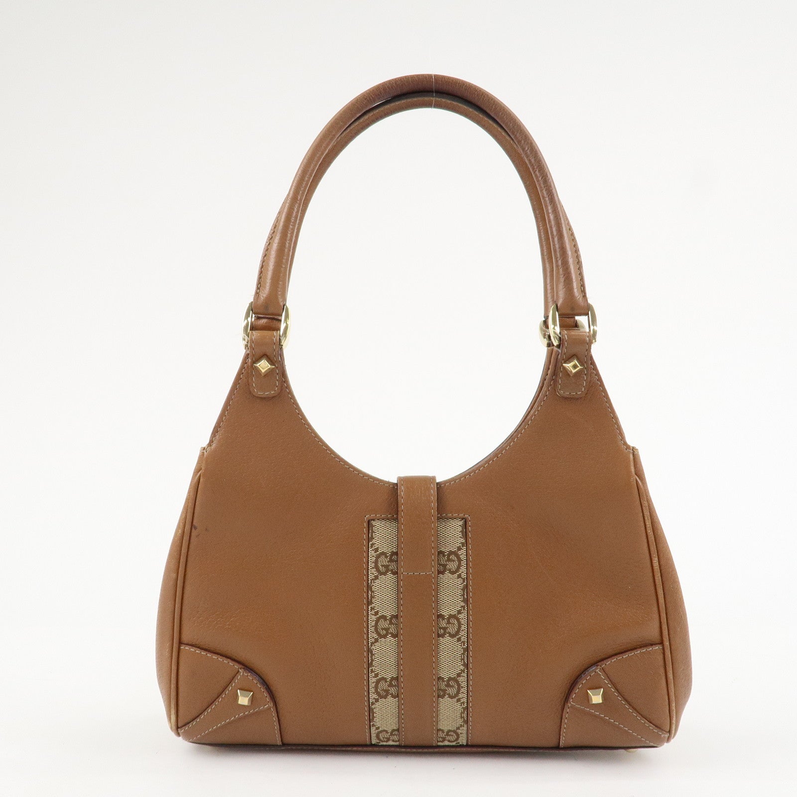 GUCCI New Jackey GG Canvas Leather Shoulder Bag Brown 124407 Used