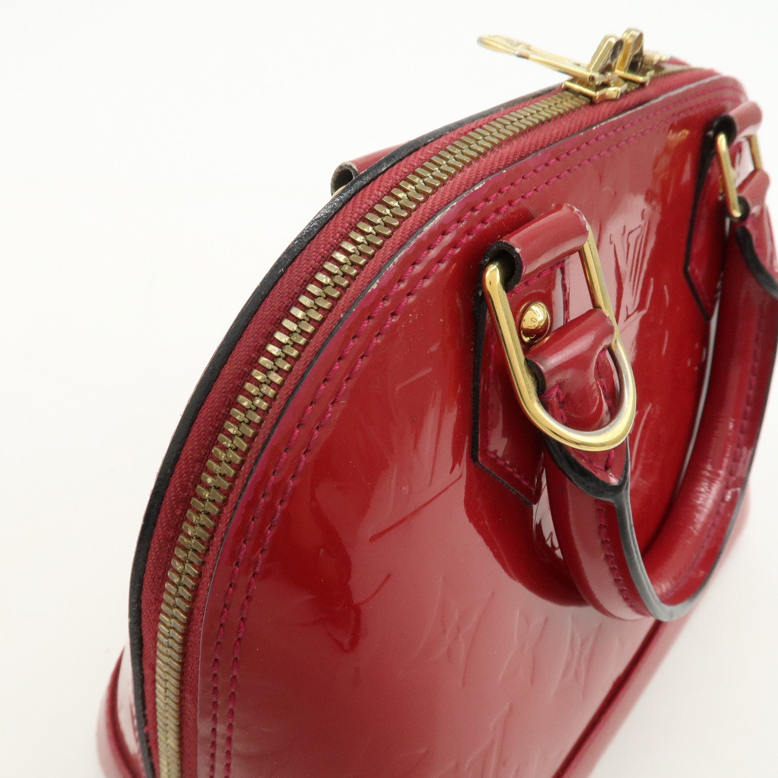 Louis Vuitton Monogram Vernis Alma BB 2Way Hand Bag Rouge M91698