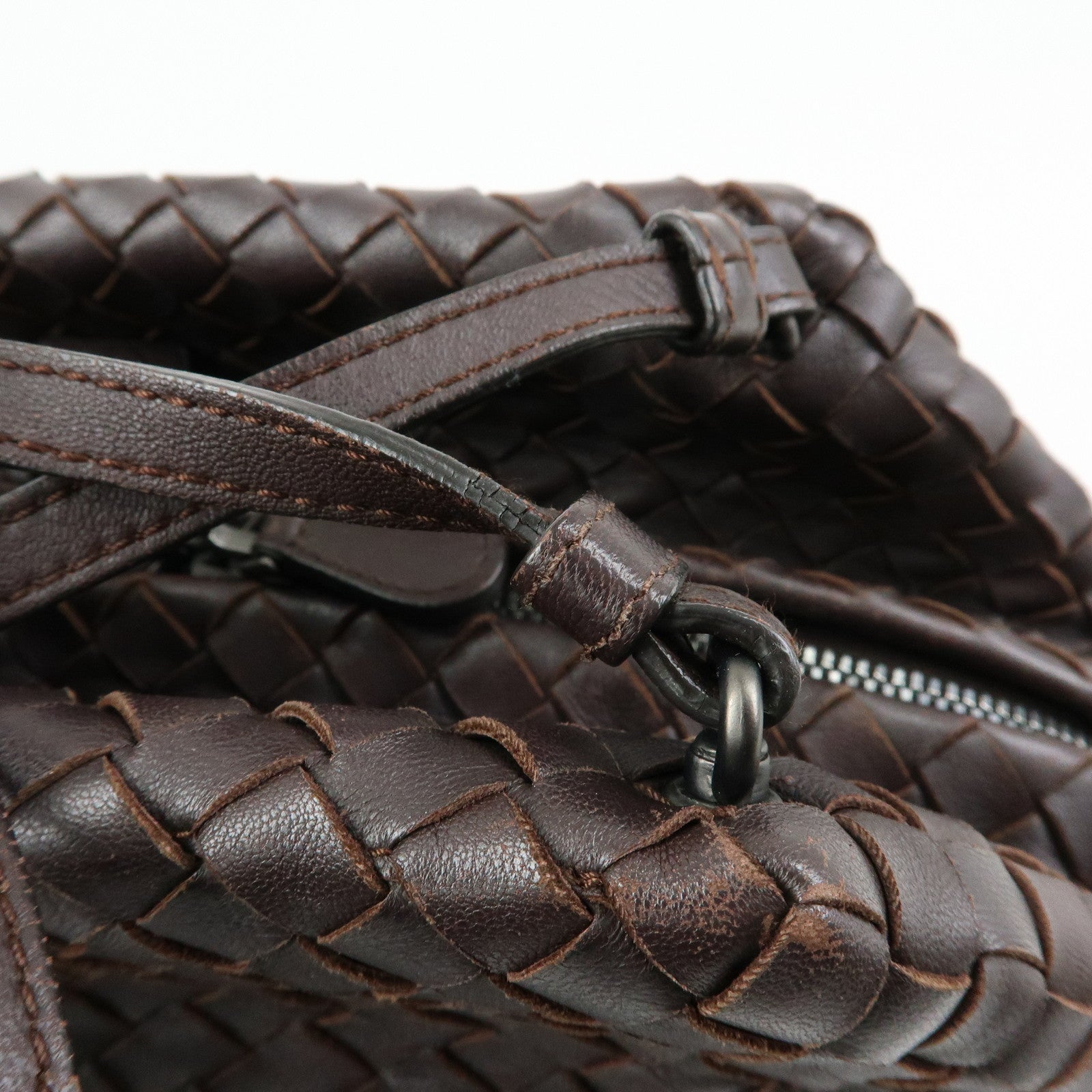 BOTTEGA VENETA Intrecciato Leather Shoulder Bag Brown 255693