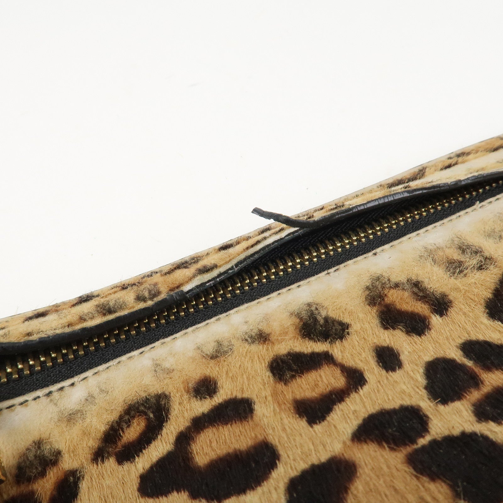 LOEWE Anagram Logo Unborn Calf Leather Clutch Bag Pouch Leopard