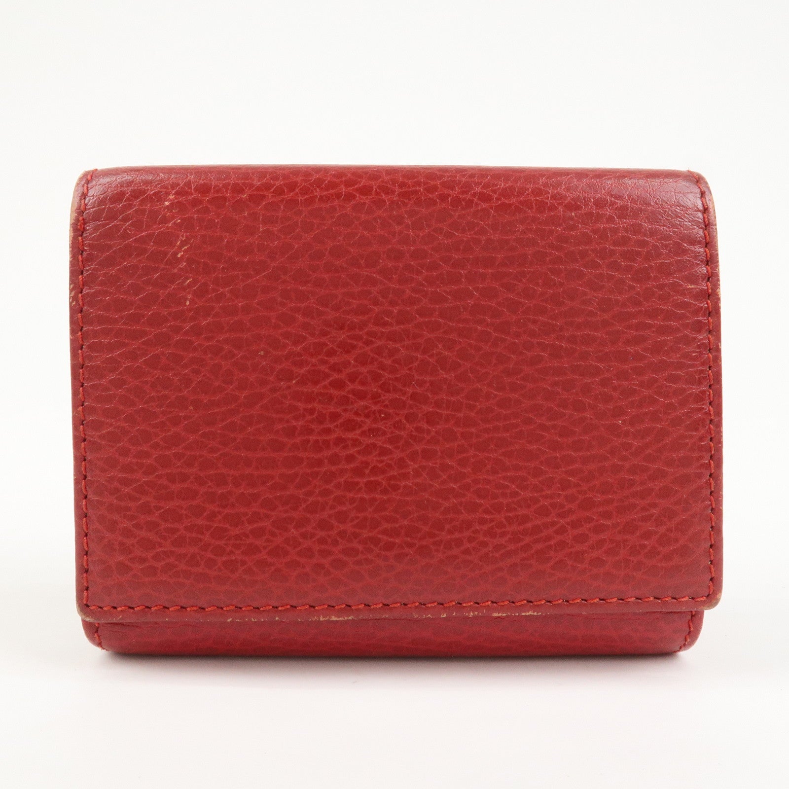 GUCCI GG Marmont Leather Tri-fold Compact Wallet Red 474746