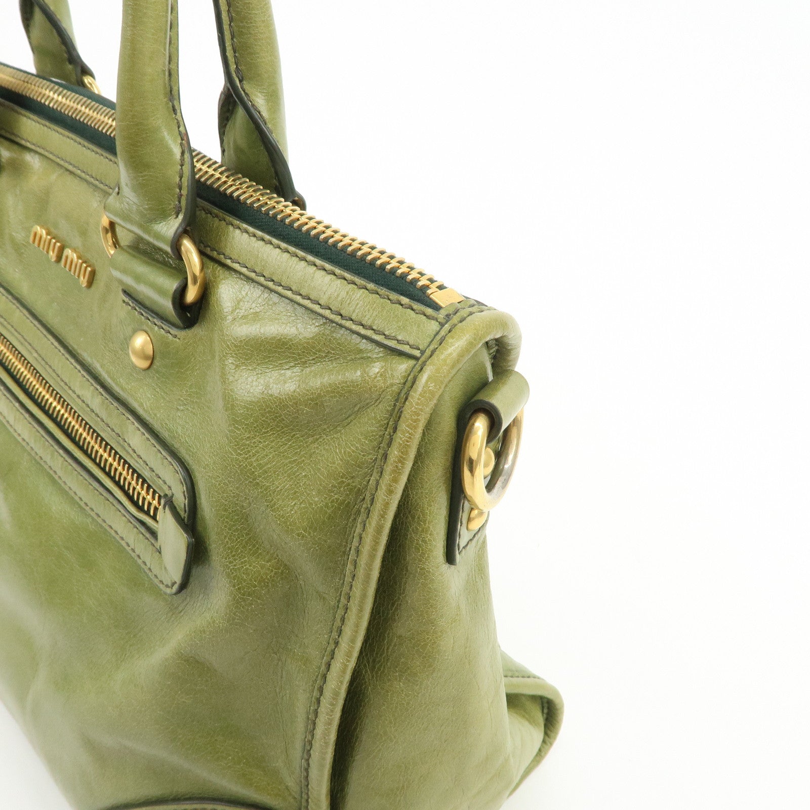 MIU MIU 2Way Bag Hand Bag Shoulder Bag Light Green RL0043