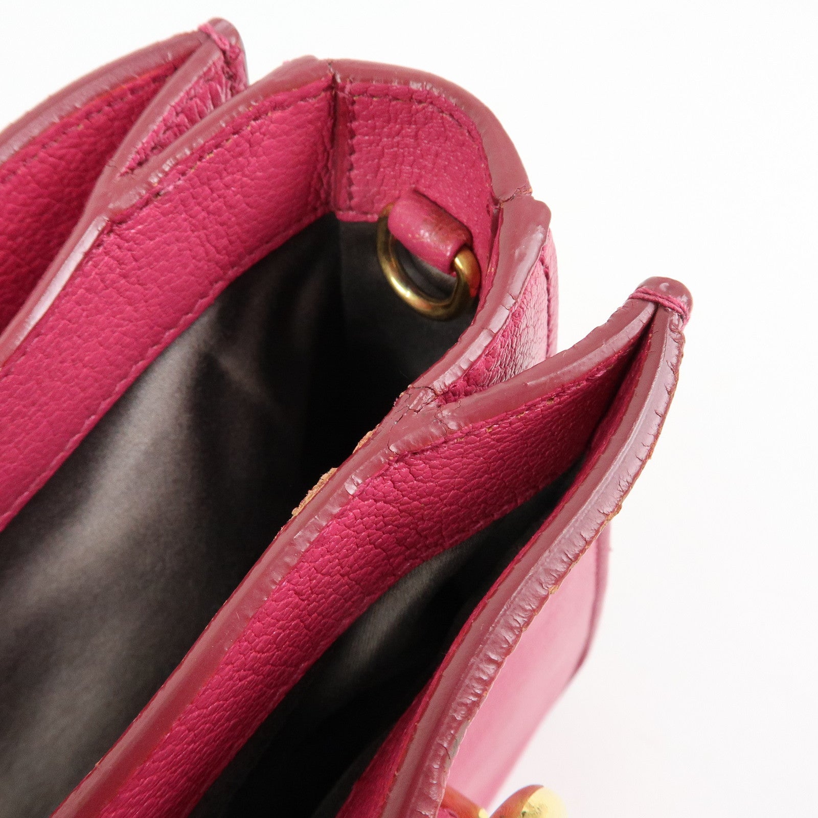 MIU MIU Madras Leather 2Way Bag Hand Bag Shoulder Bag Pink