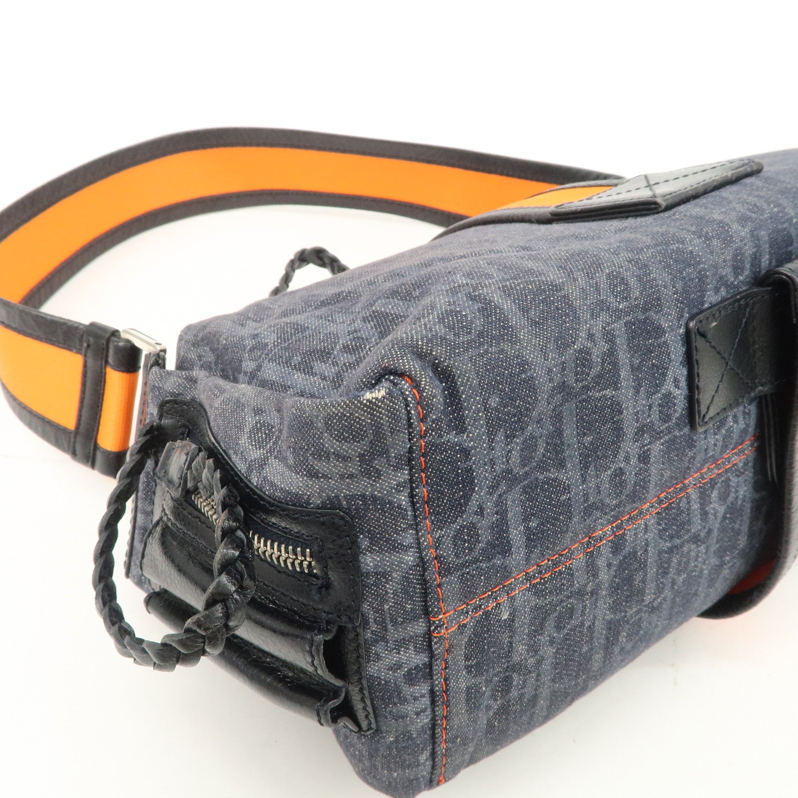 Christian Dior Flight Line Trotter Denim Leather Shoulder Bag