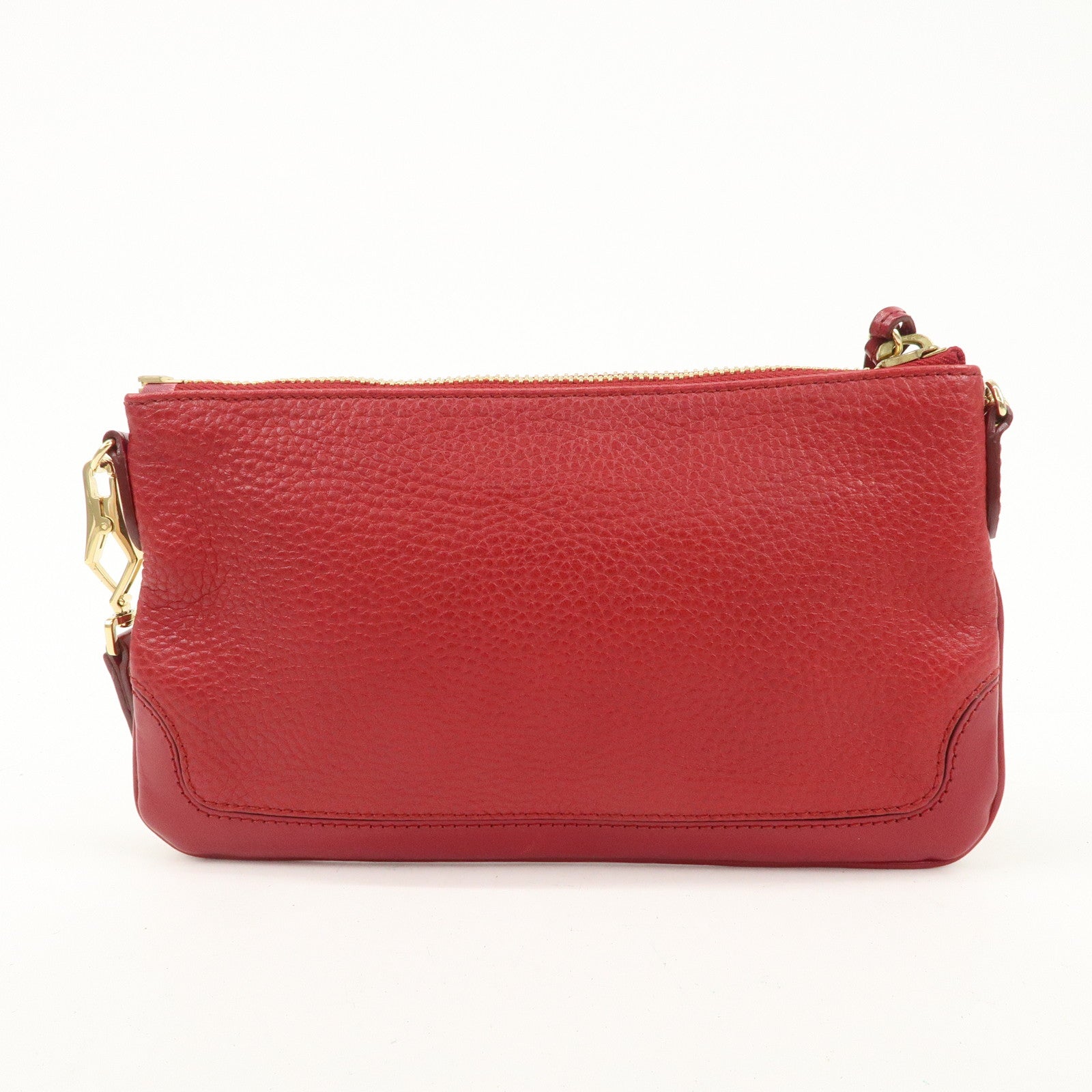 BURBERRY Logo Leather Chain Shoulder Bag Crossbody Bag Red Used