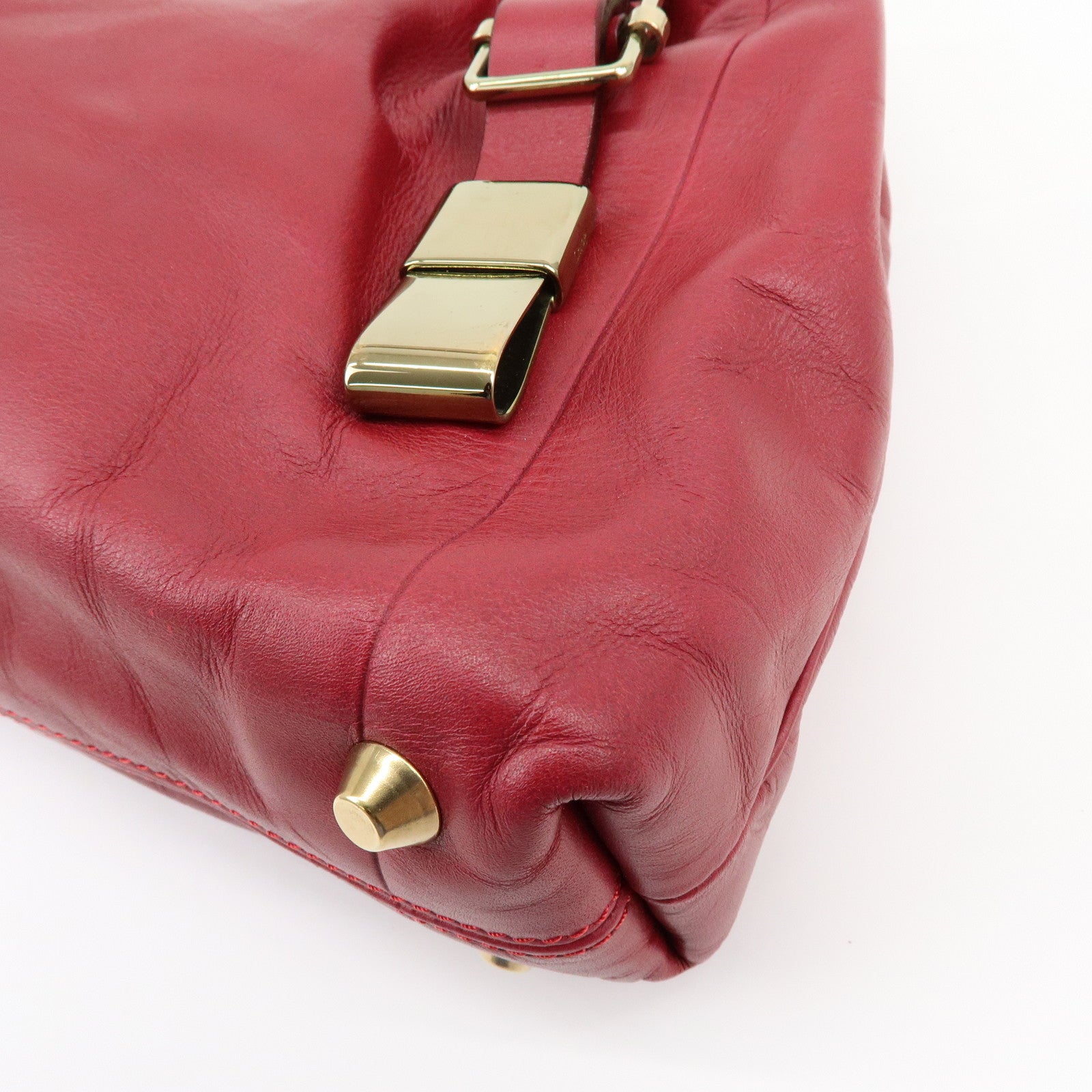 Chloe Victoria Leather 2Way Bag Shoulder Bag Hand Bag Red