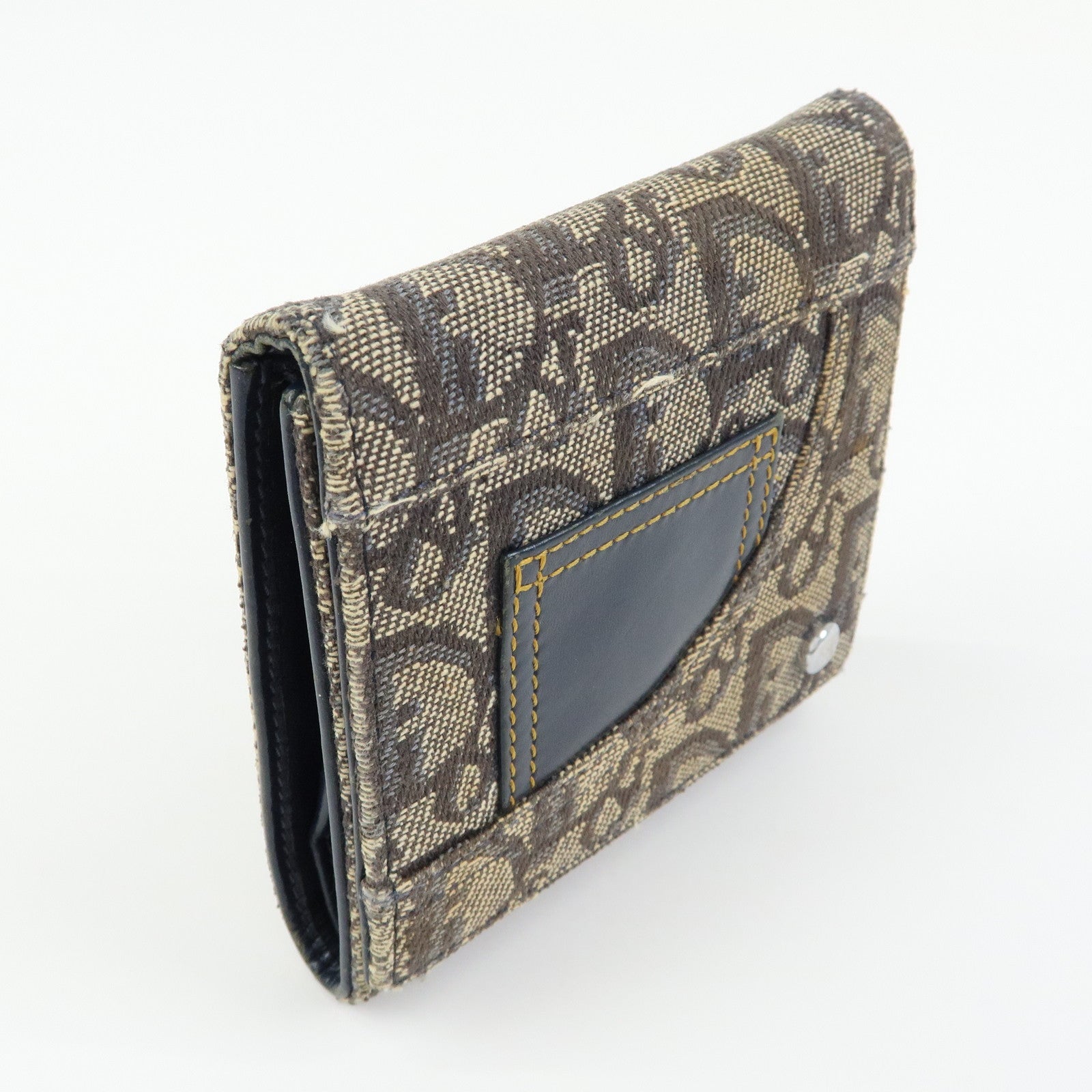Christian Dior Trotter Lot of 2 Jacquard Canvas Leather Wallet Charm
