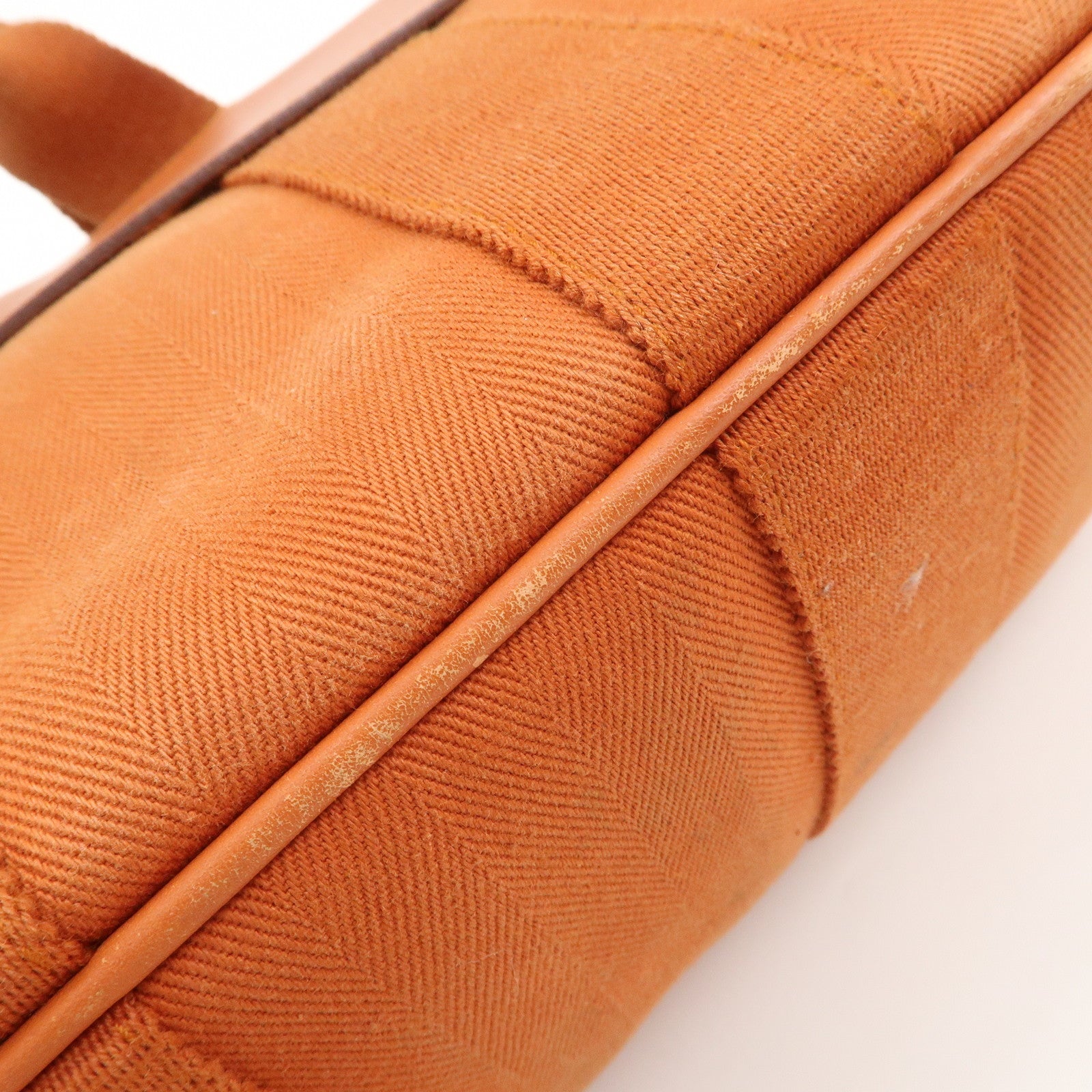 HERMES Valparaiso PM Toile Ash Leather Tote Bag Orange