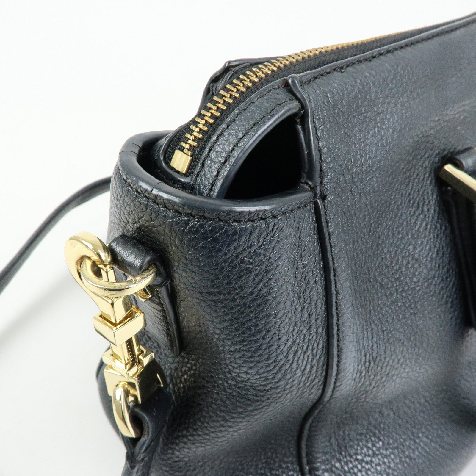 TORY BURCH Double T Leather 2Way Bag Shoulder Hand Bag Black